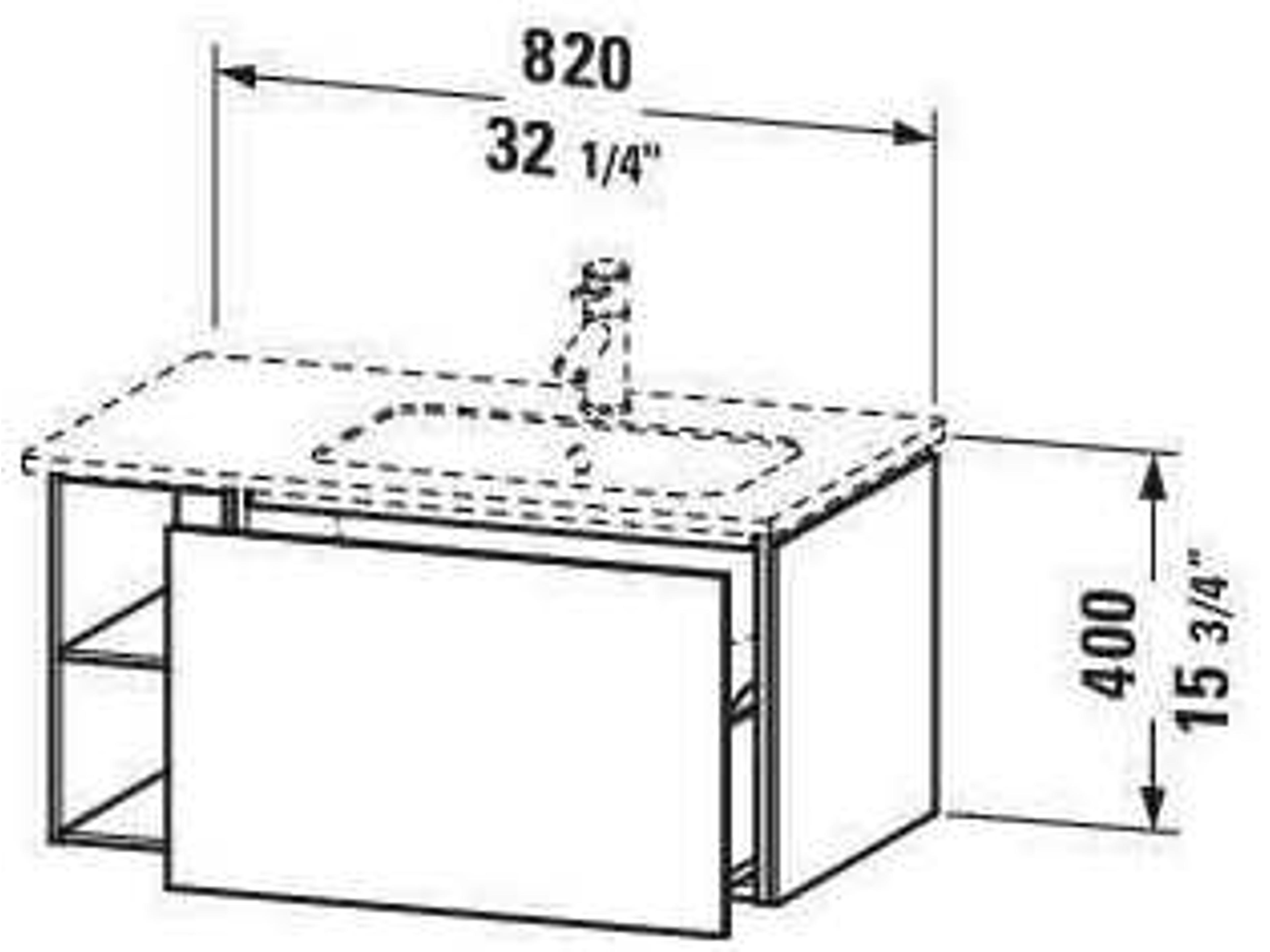 Duravit L-cube 32'' Walnut Matt Wall-Mounted Vanity Unit (2 Left Side Open Compartments)