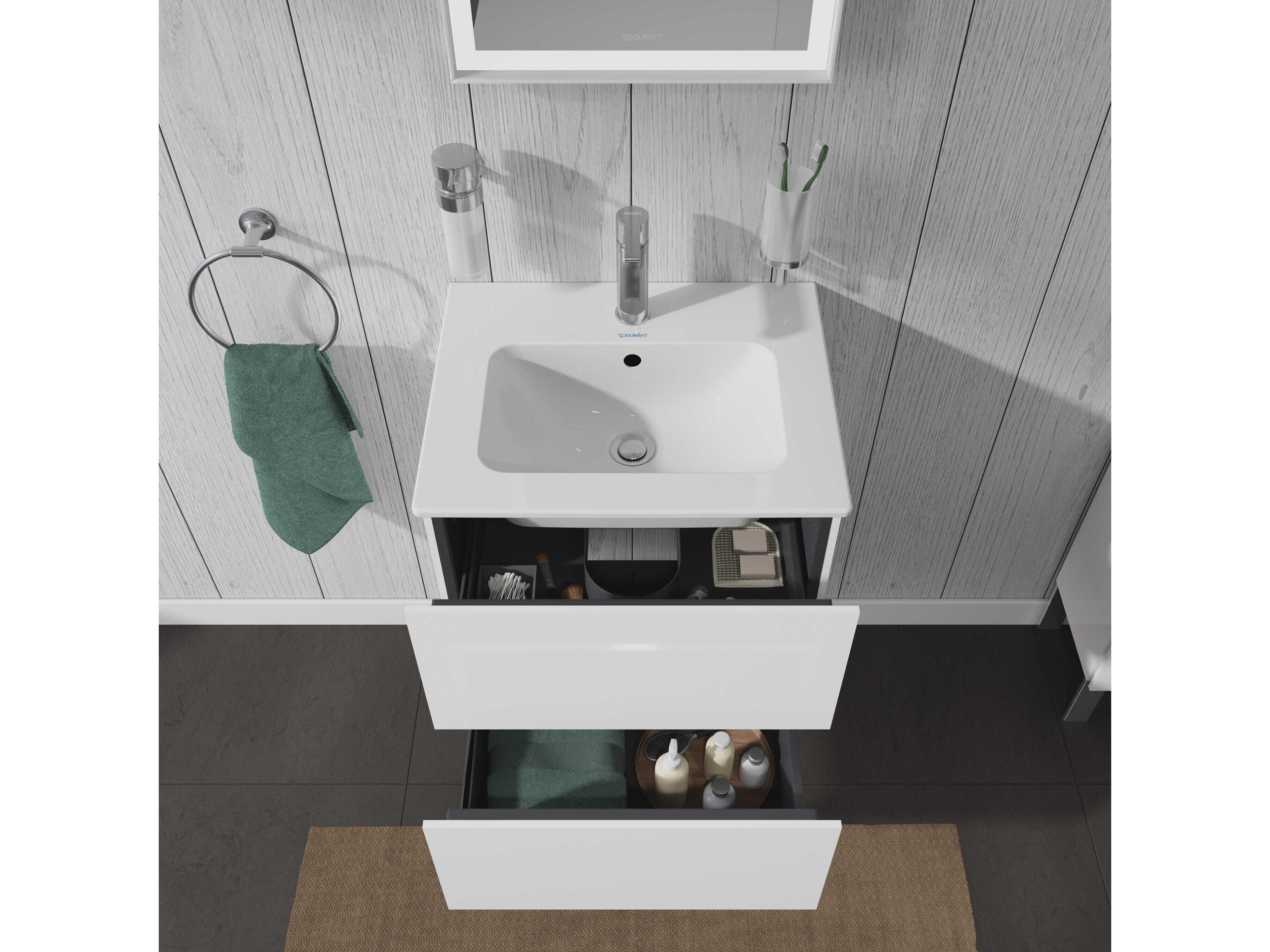 Duravit L-cube 21'' Two Drawer White High Gloss Wall-Mounted Vanity Unit