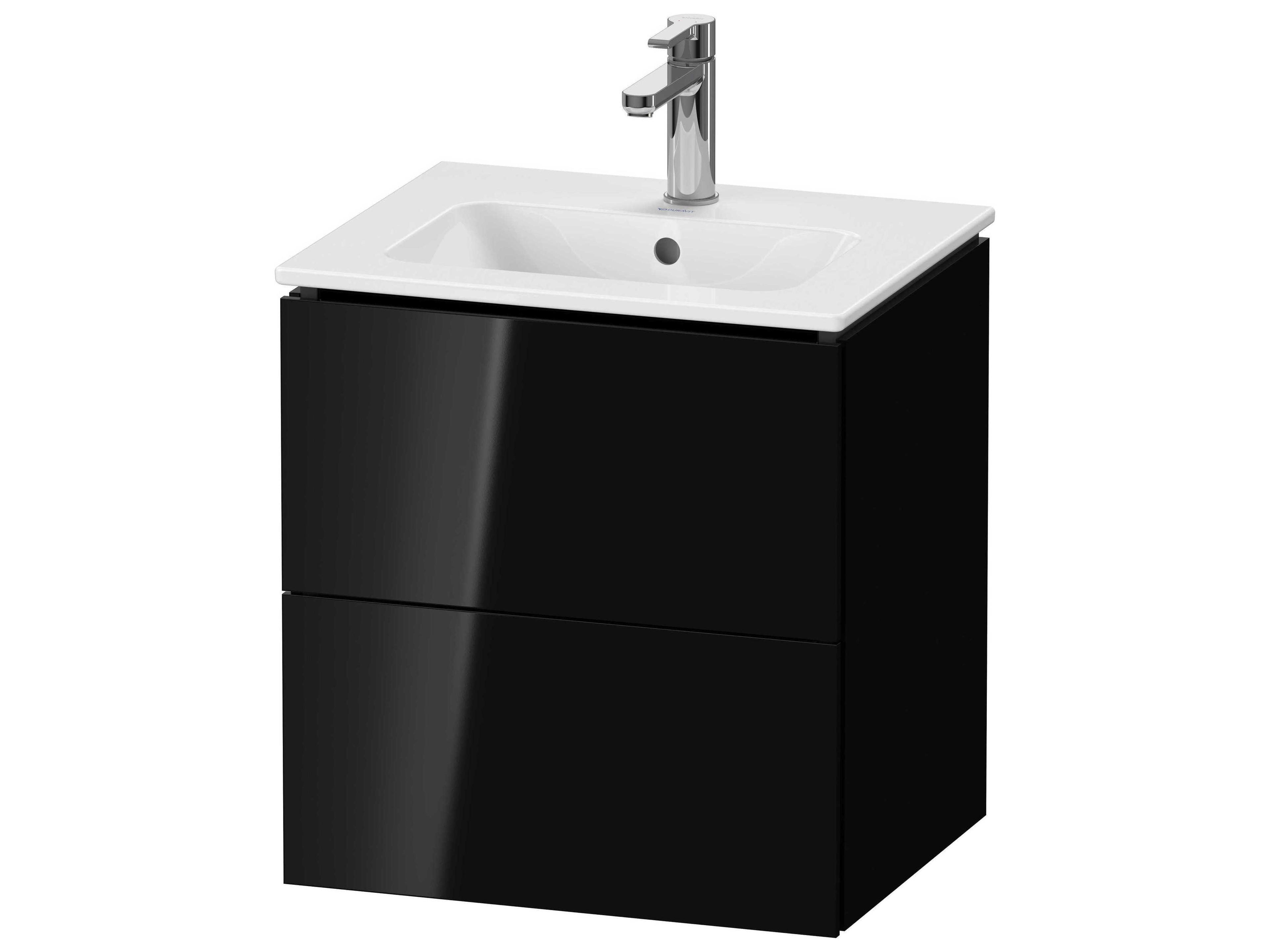 L-cube 21'' Two Drawer Black High Gloss Wall-Mounted Vanity Unit