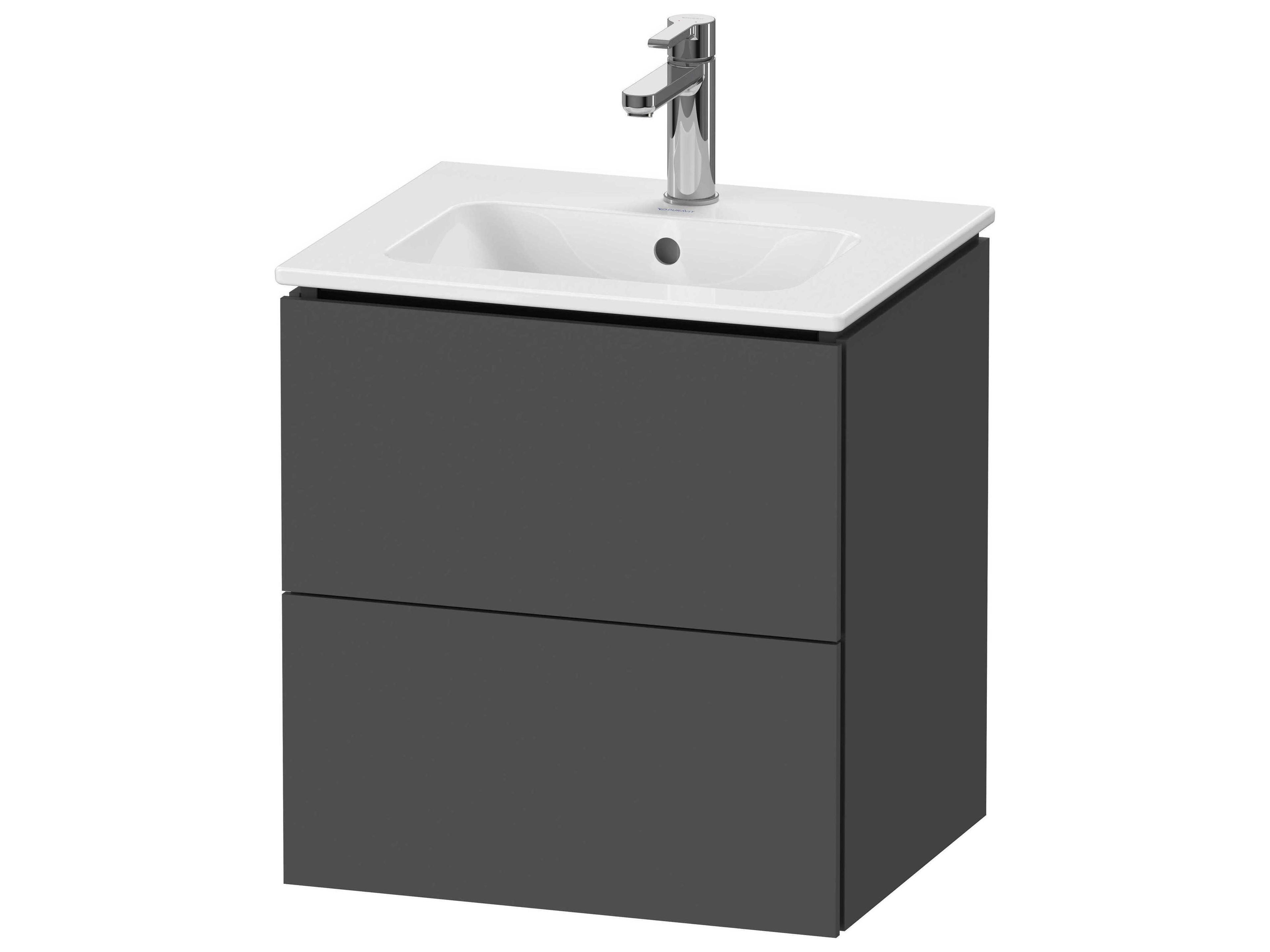 L-cube 21'' Two Drawer Graphite Matt Wall-Mounted Vanity Unit