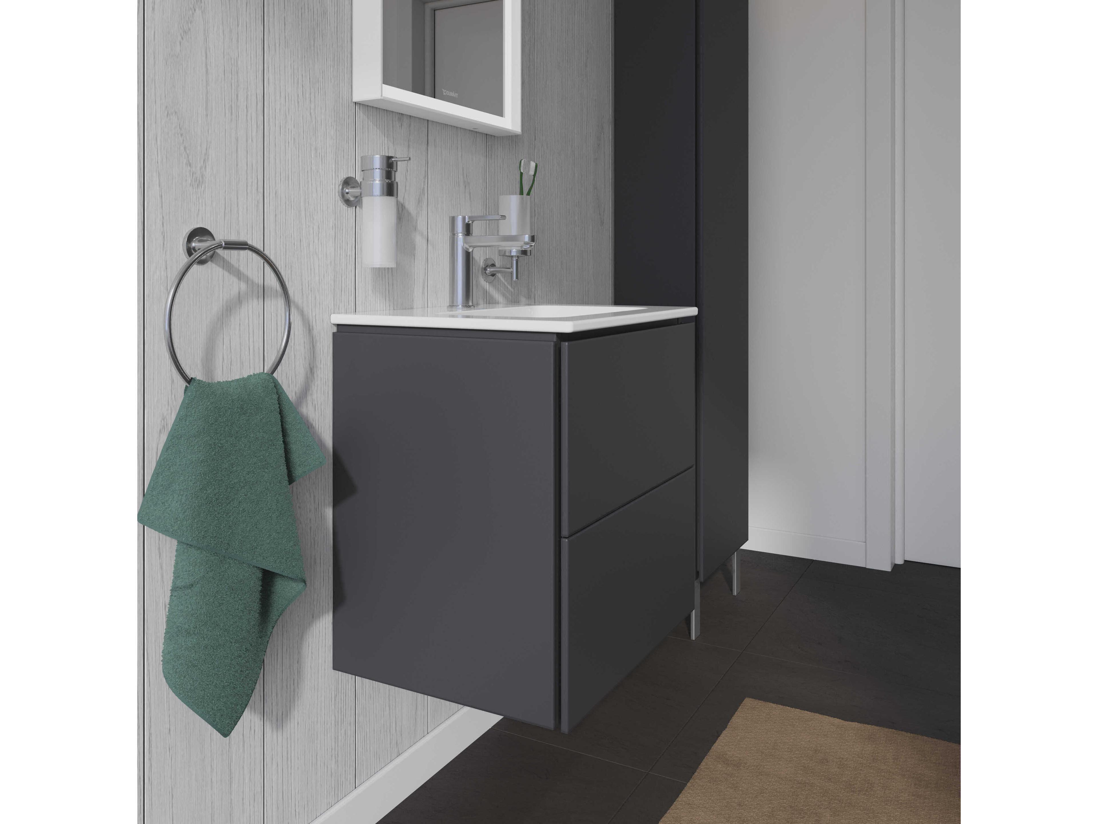Duravit L-cube 21'' Two Drawer Graphite Matt Wall-Mounted Vanity Unit