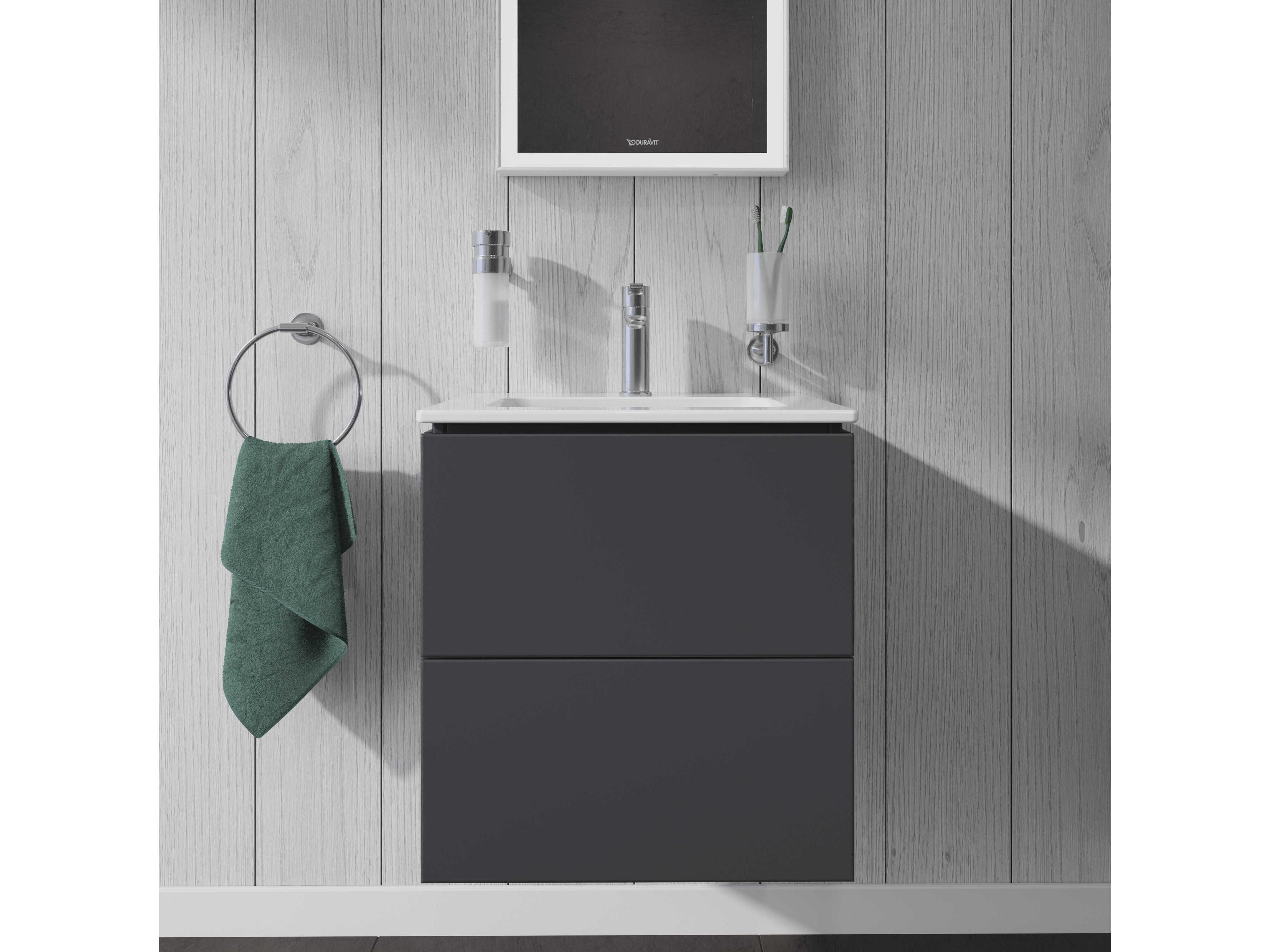 Duravit L-cube 21'' Two Drawer Graphite Matt Wall-Mounted Vanity Unit