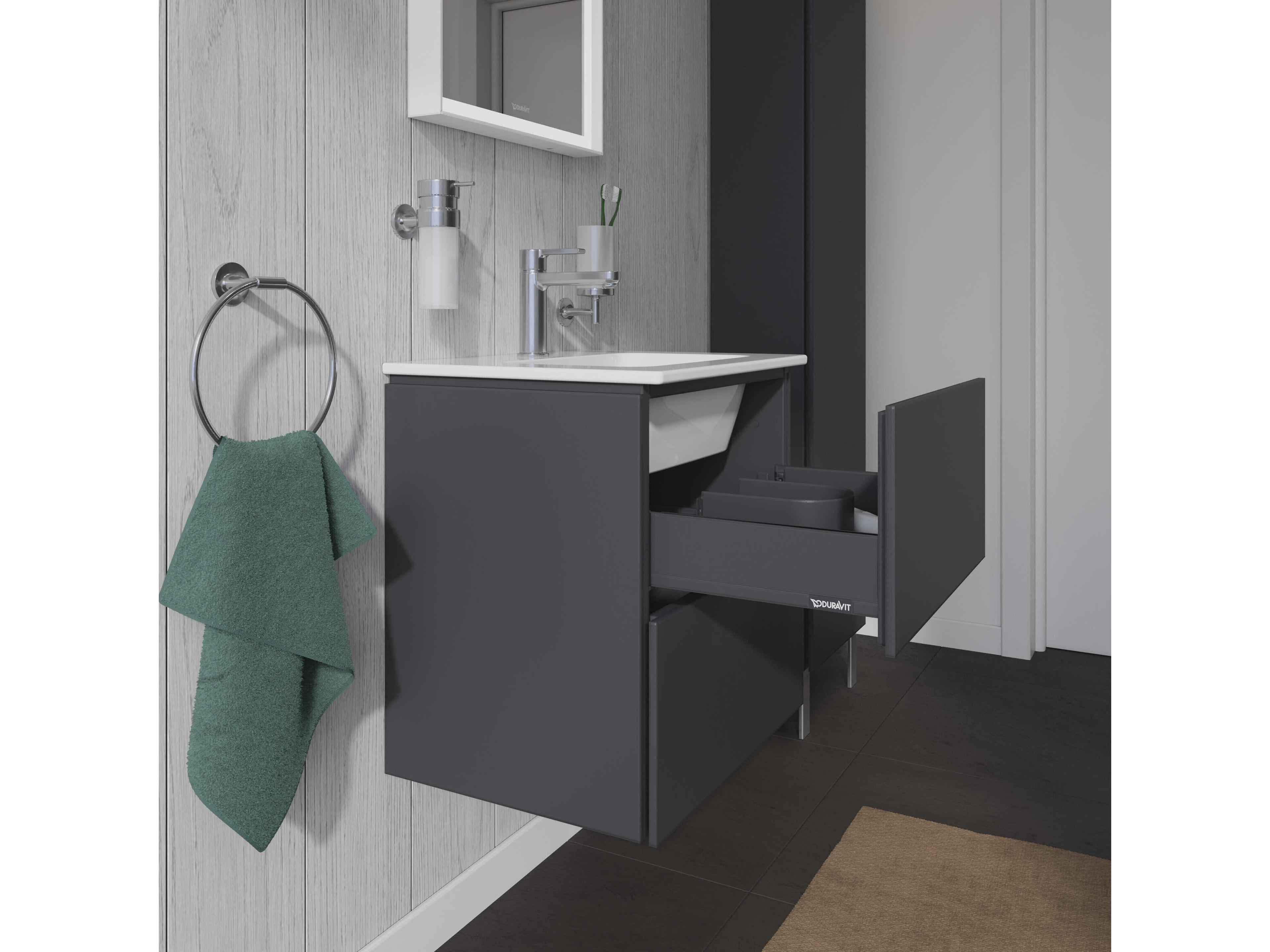 Duravit L-cube 21'' Two Drawer Graphite Matt Wall-Mounted Vanity Unit