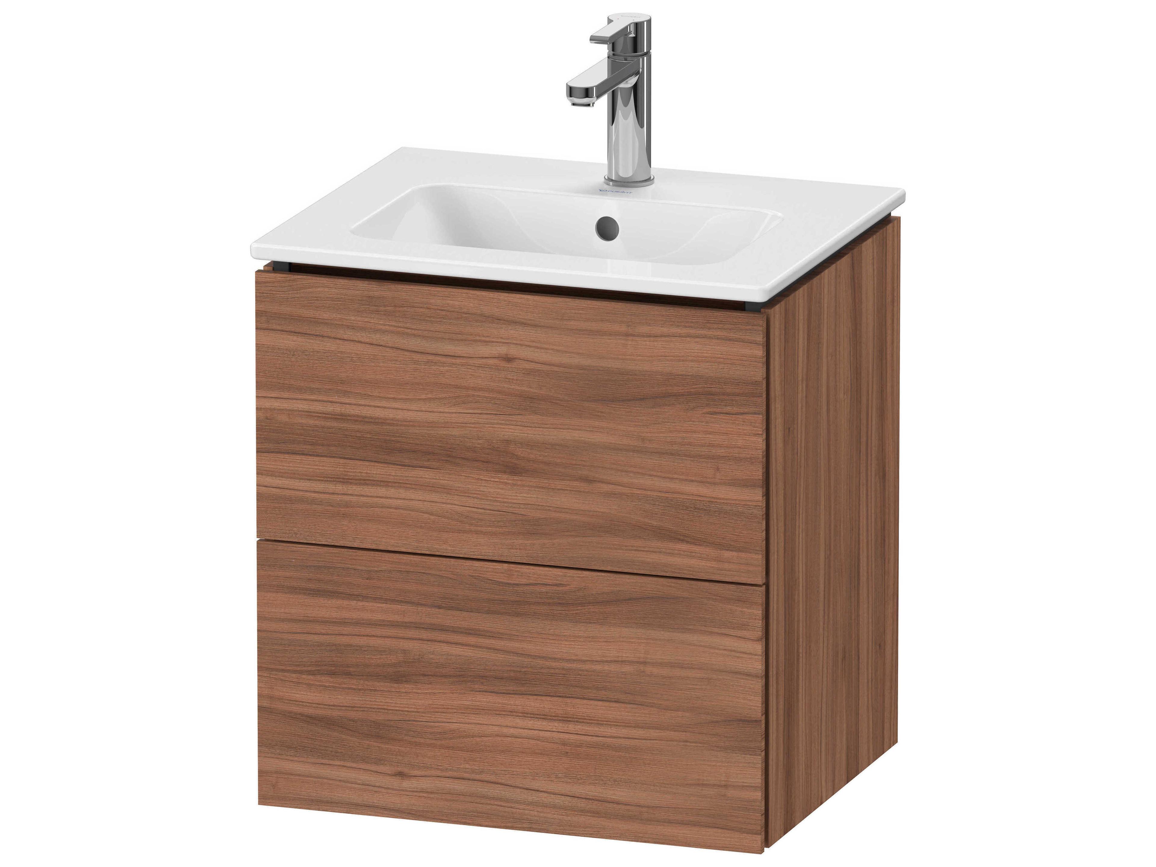 L-cube 21'' Two Drawer Walnut Matt Wall-Mounted Vanity Unit