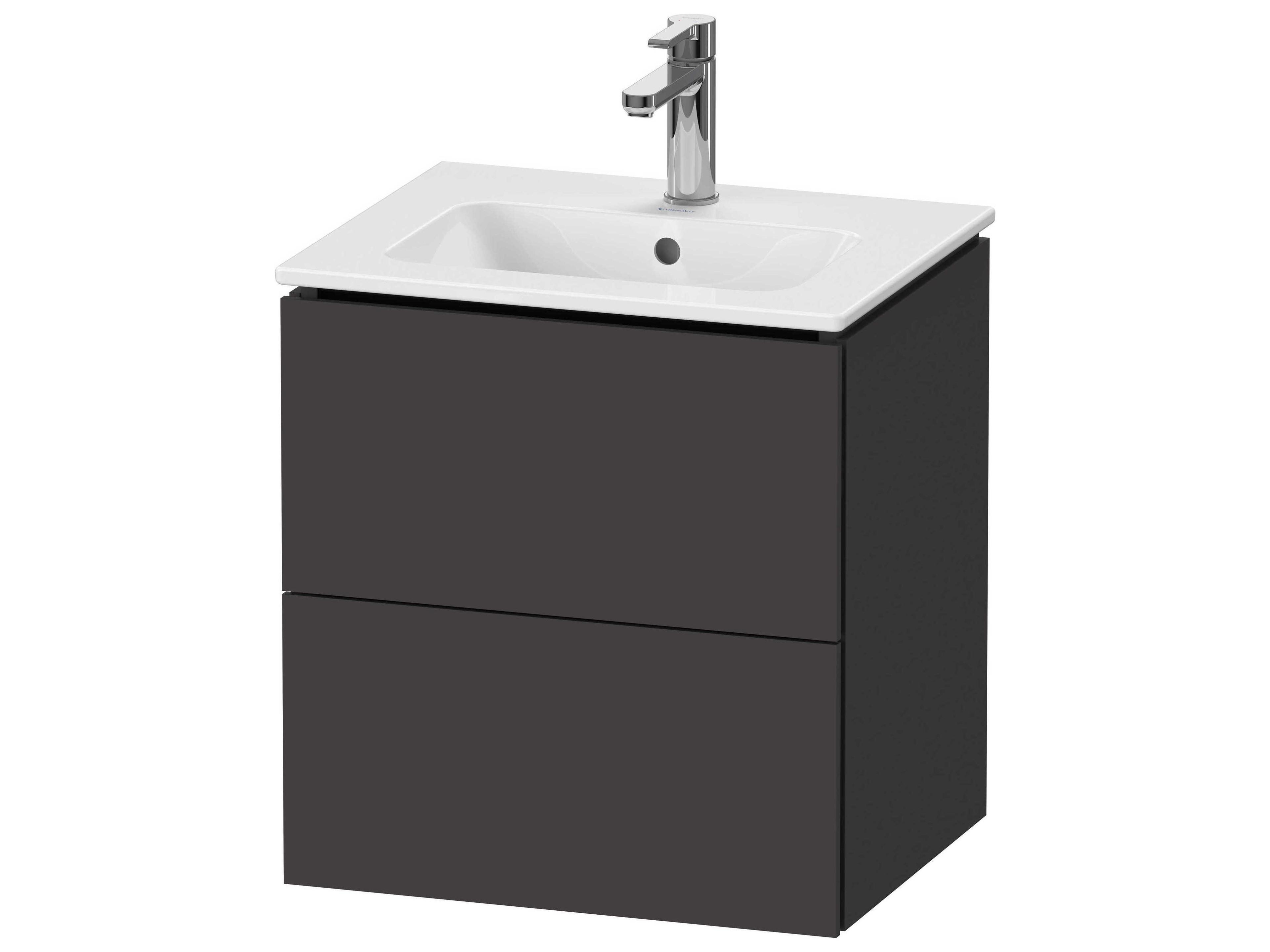 L-cube 21'' Two Drawer Graphite Super Matt Wall-Mounted Vanity Unit