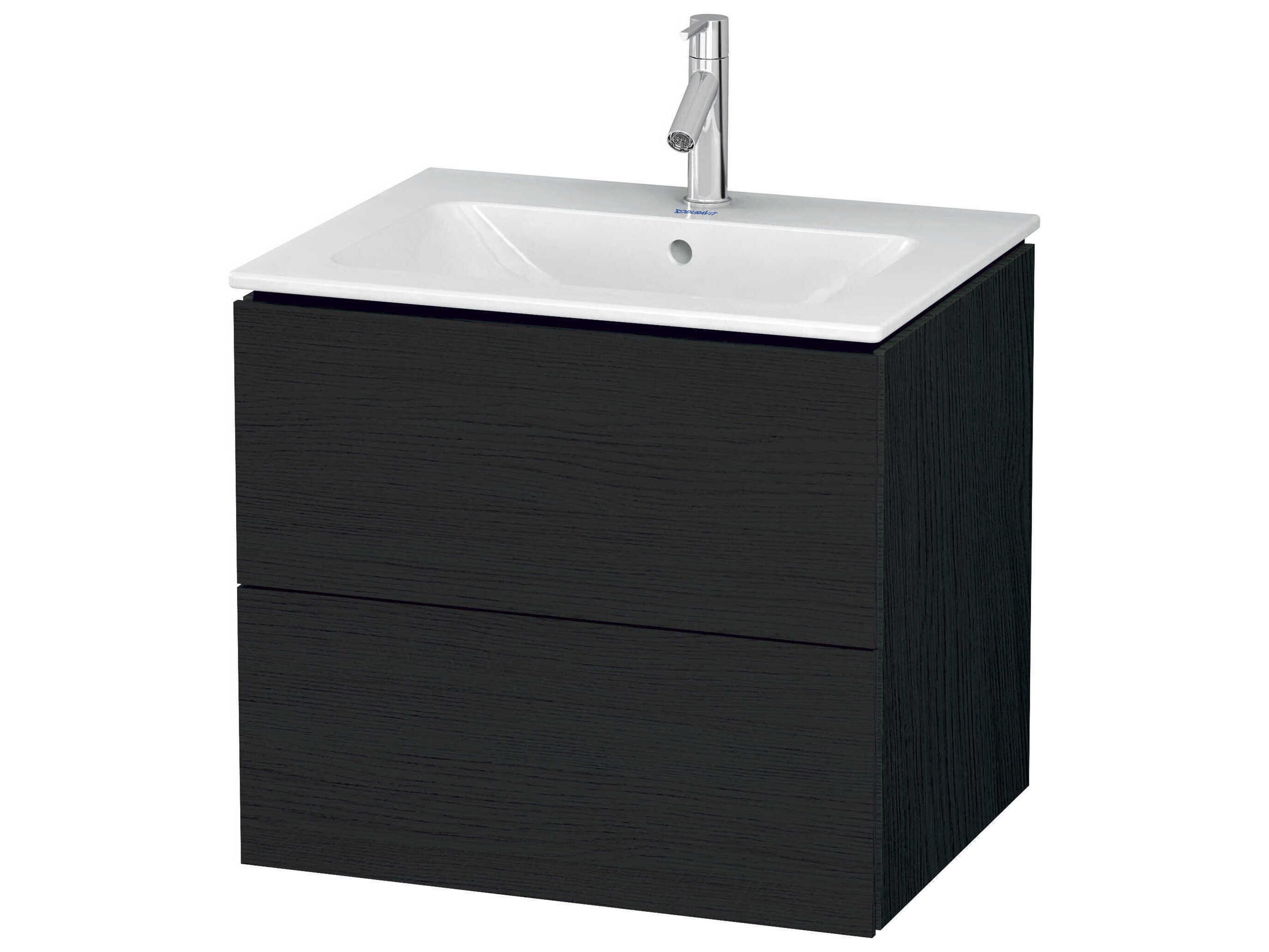 L-cube 24'' Two Drawer Black Oak Matt Wall-Mounted Vanity Unit