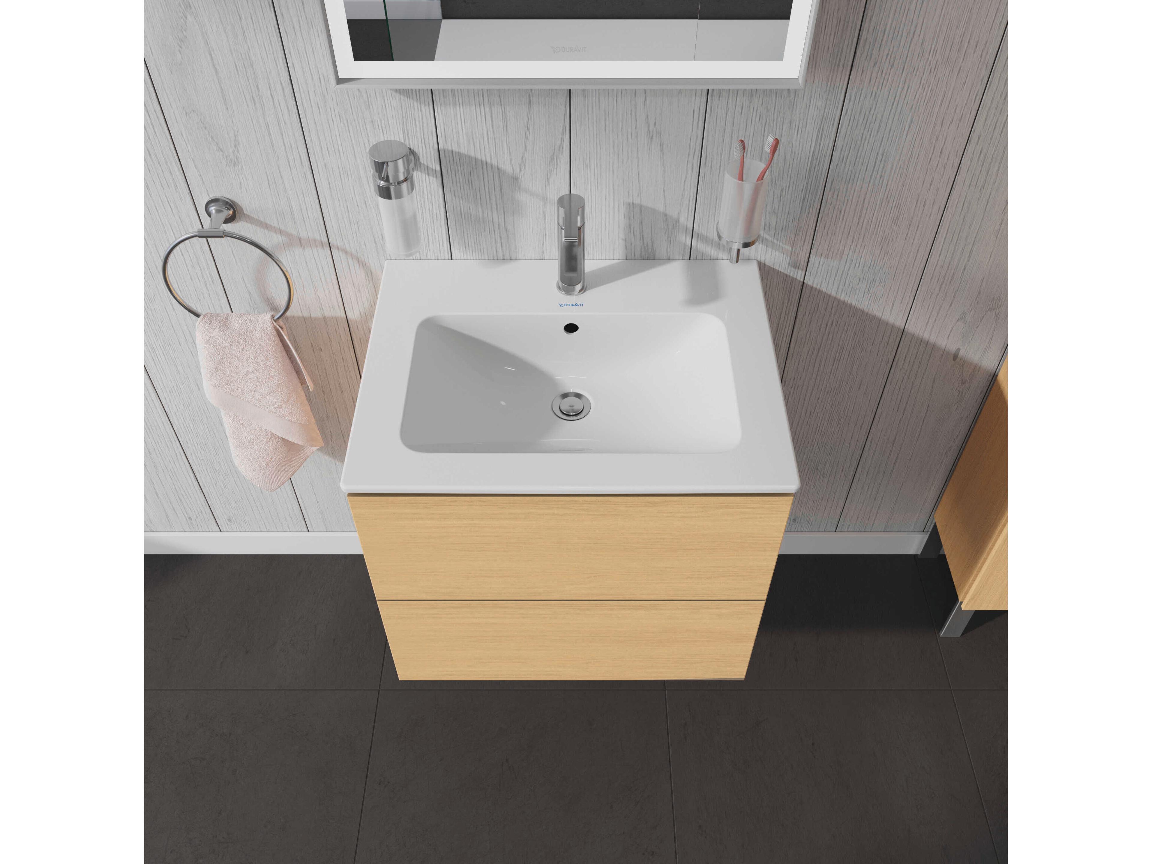 Duravit L-cube 24'' Two Drawer Natural Oak Matt Wall-Mounted Vanity Unit