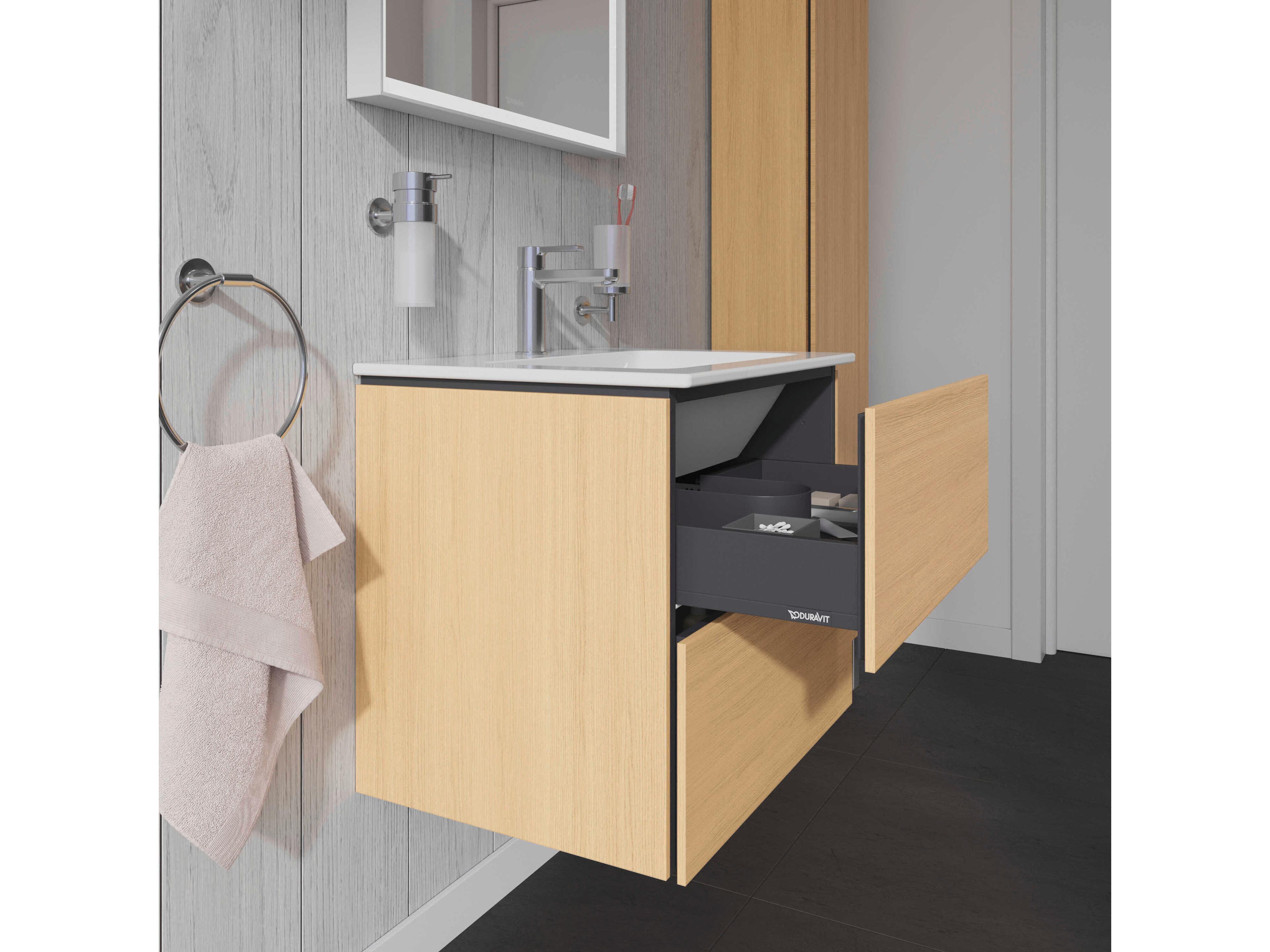 Duravit L-cube 24'' Two Drawer Natural Oak Matt Wall-Mounted Vanity Unit