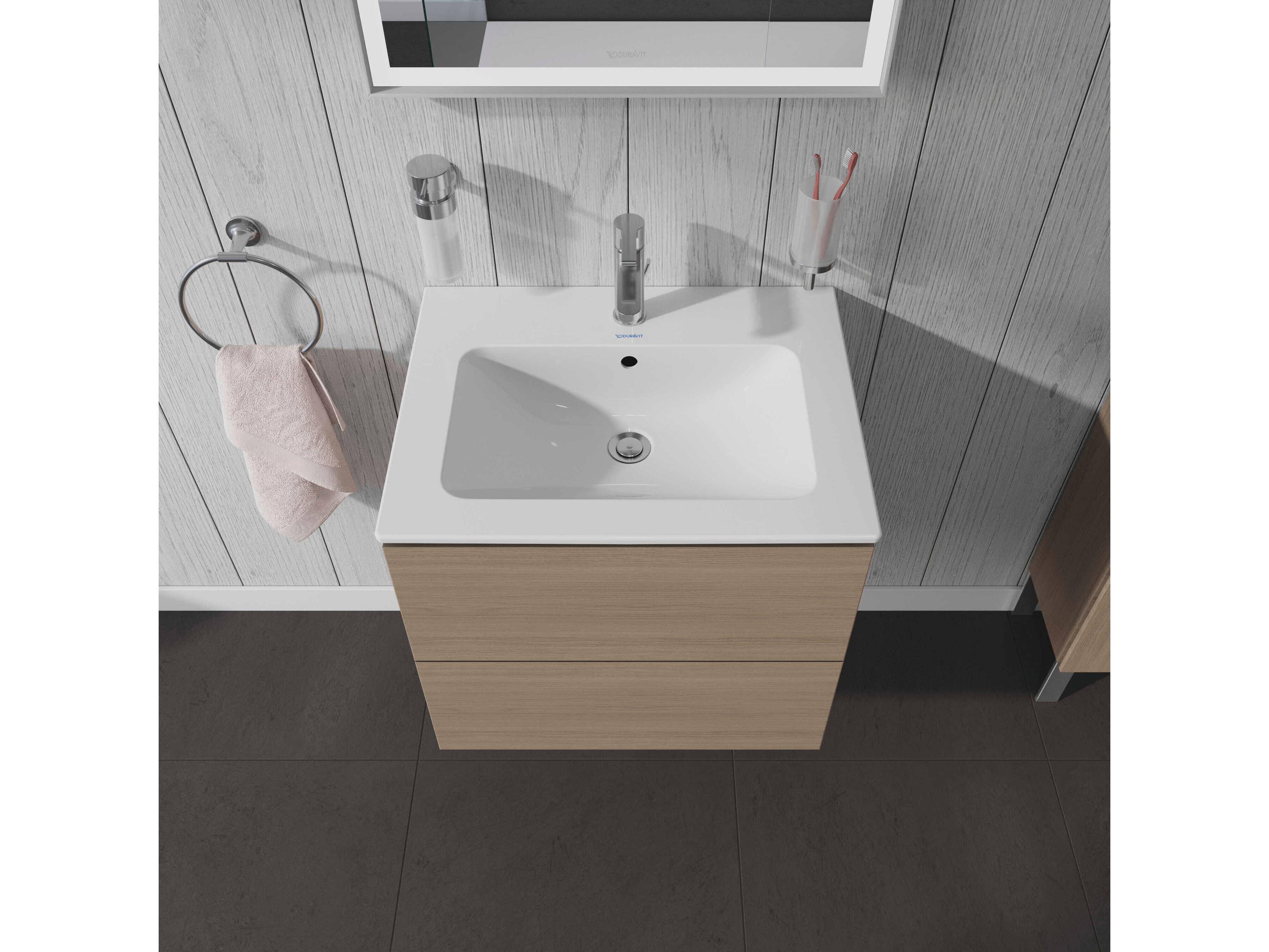 Duravit L-cube 24'' Two Drawer Oak Terra Matt Wall-Mounted Vanity Unit