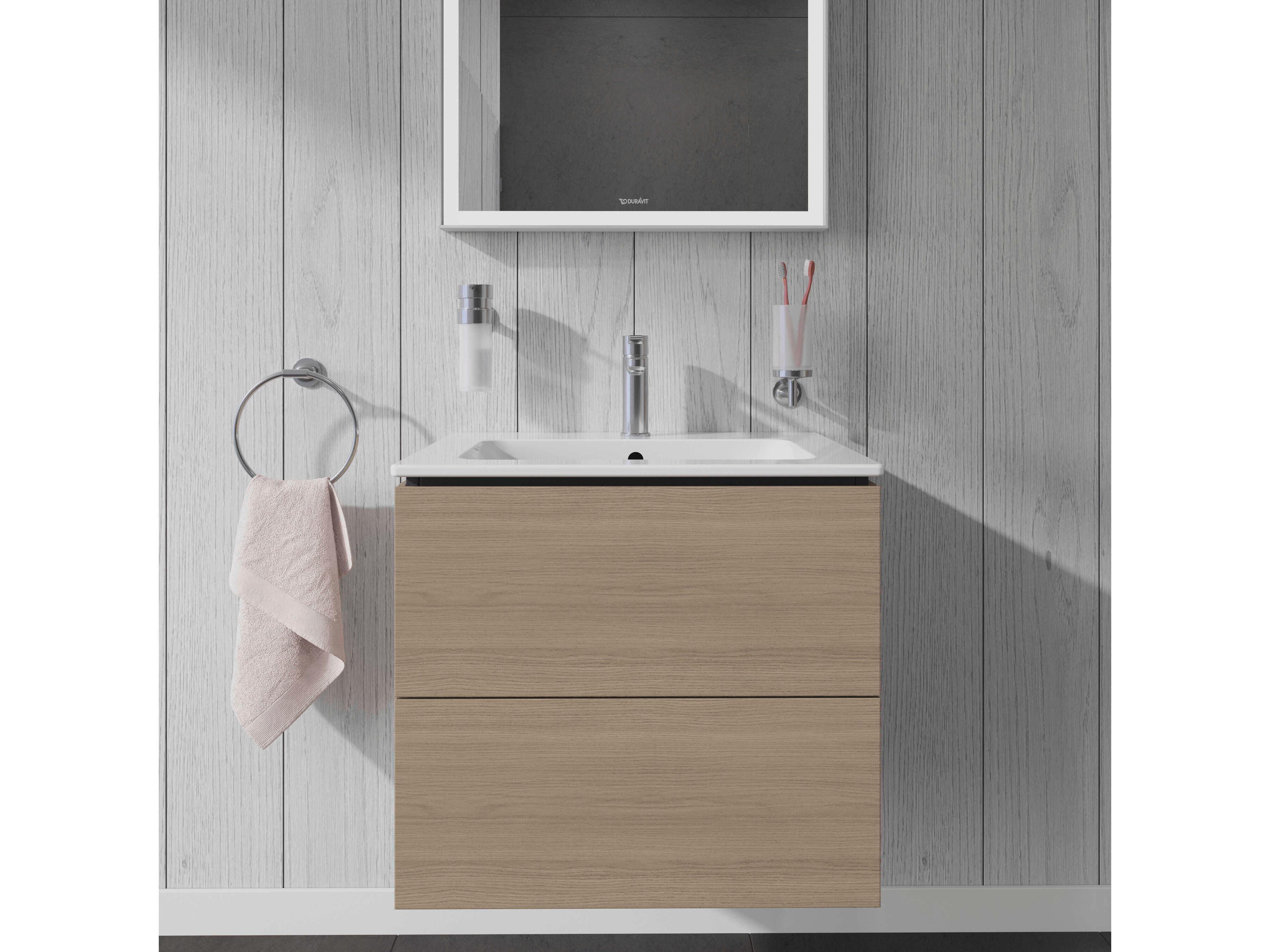 Duravit L-cube 24'' Two Drawer Oak Terra Matt Wall-Mounted Vanity Unit