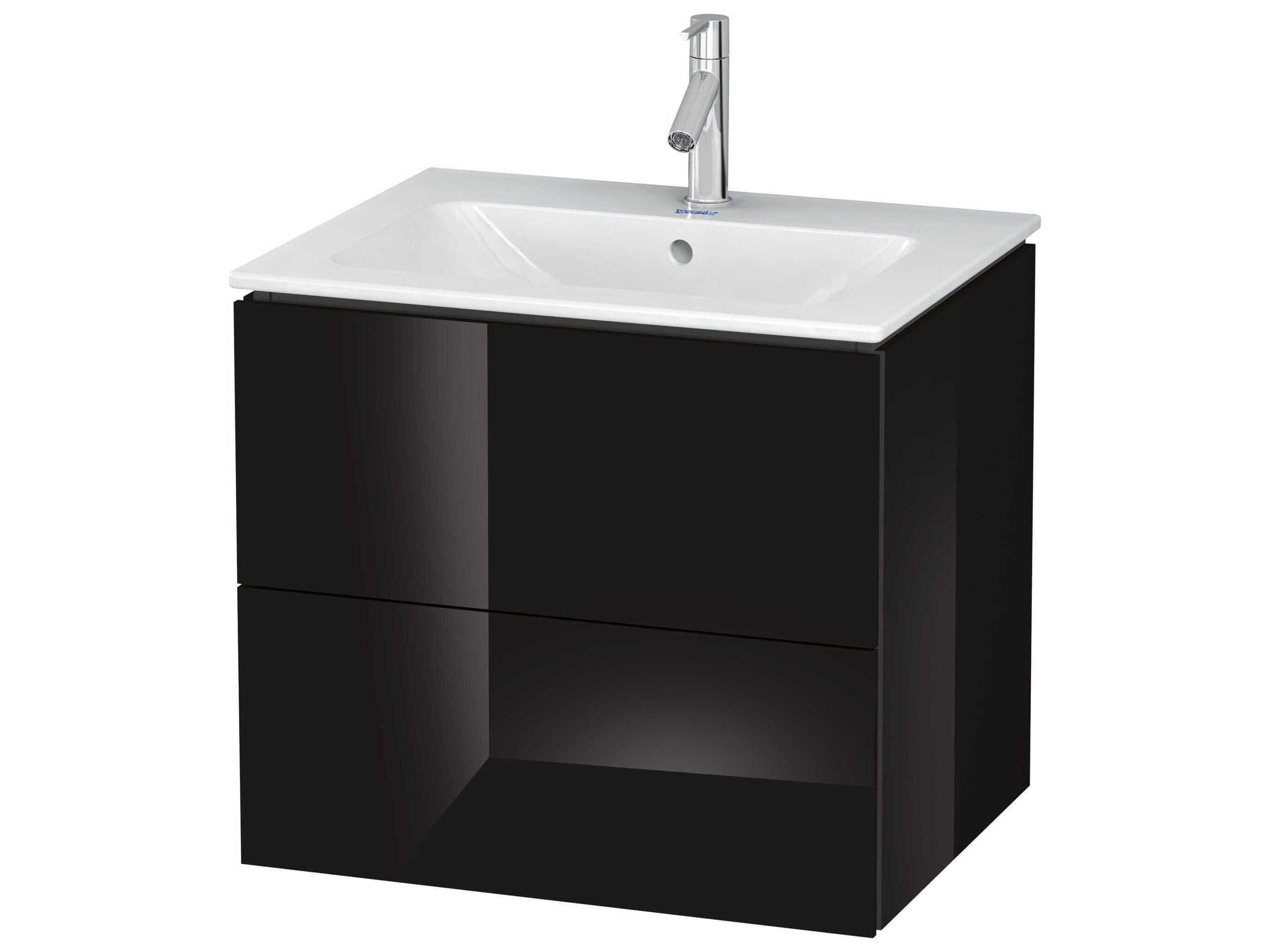 L-cube 24'' Two Drawer Black High Gloss Wall-Mounted Vanity Unit