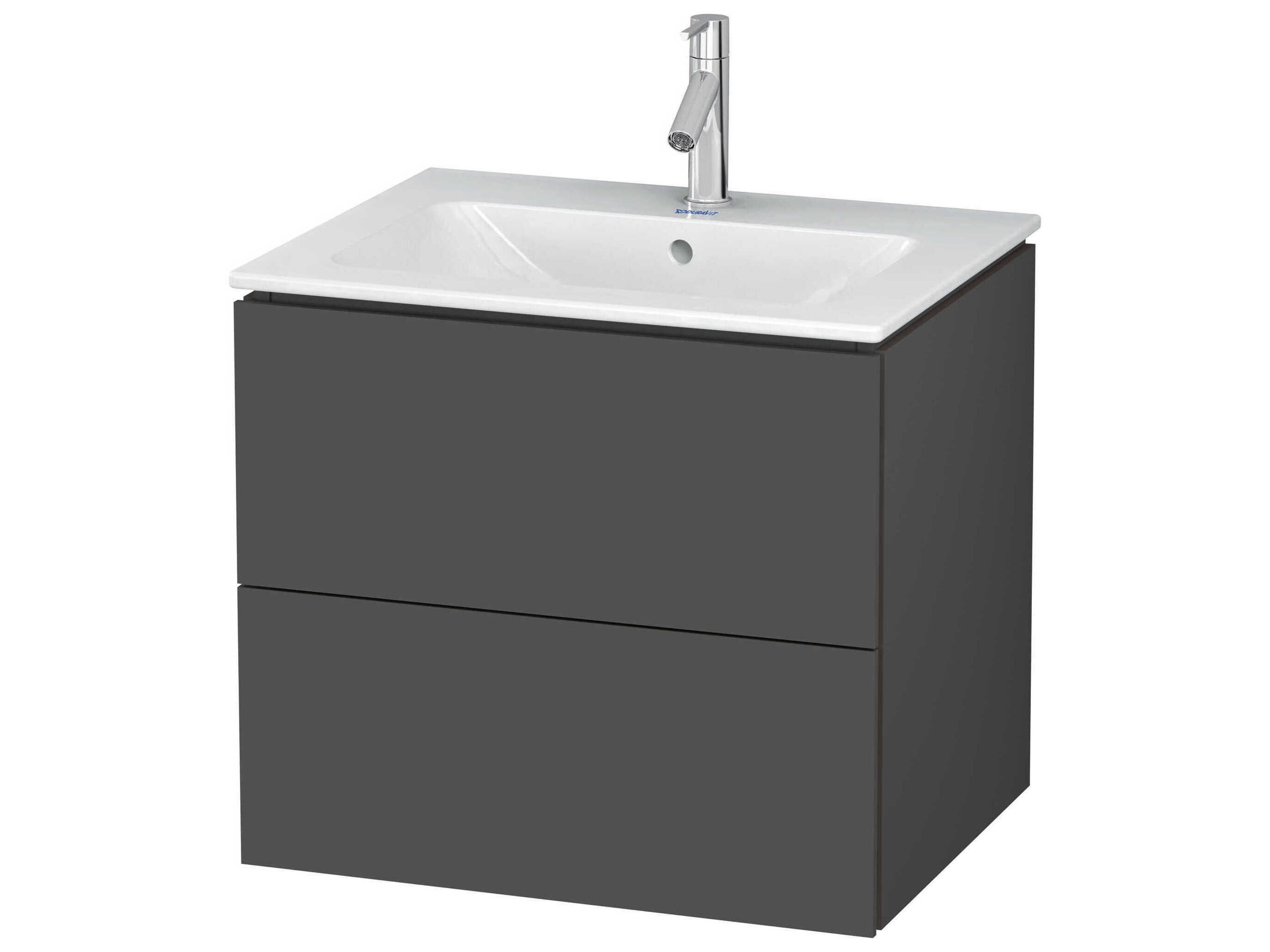 L-cube 24'' Two Drawer Graphite Matt Wall-Mounted Vanity Unit
