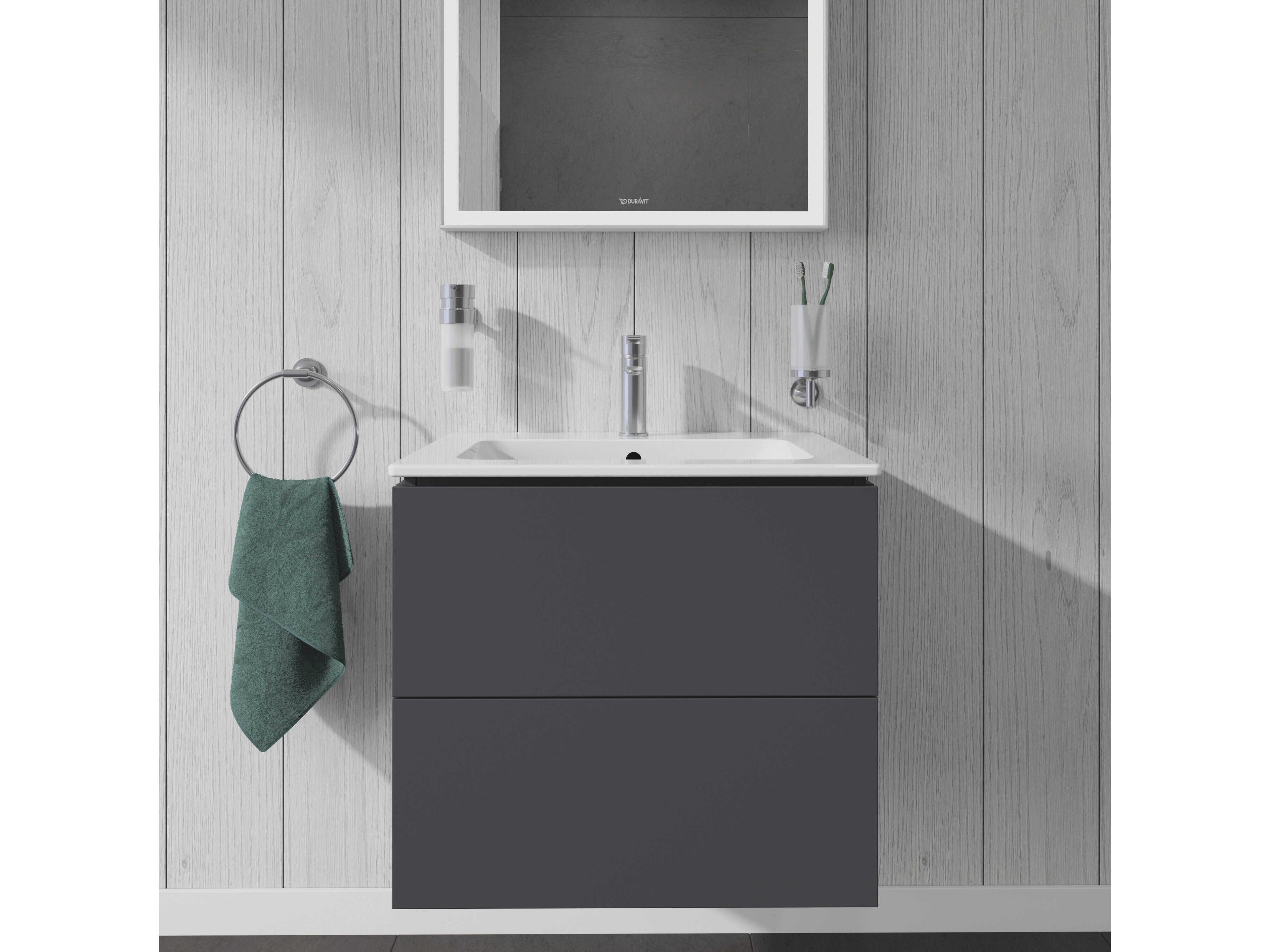Duravit L-cube 24'' Two Drawer Graphite Matt Wall-Mounted Vanity Unit