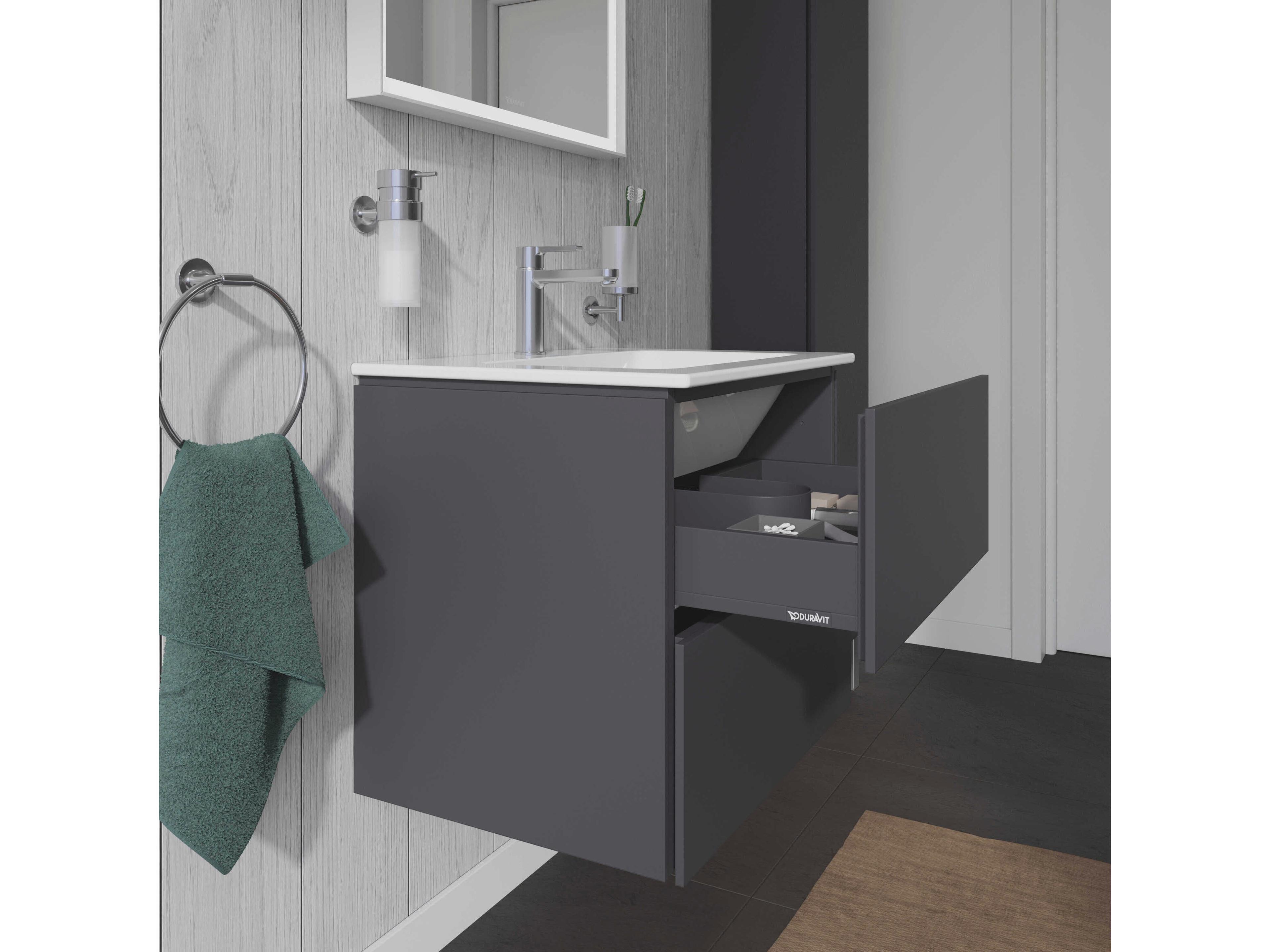 Duravit L-cube 24'' Two Drawer Graphite Matt Wall-Mounted Vanity Unit