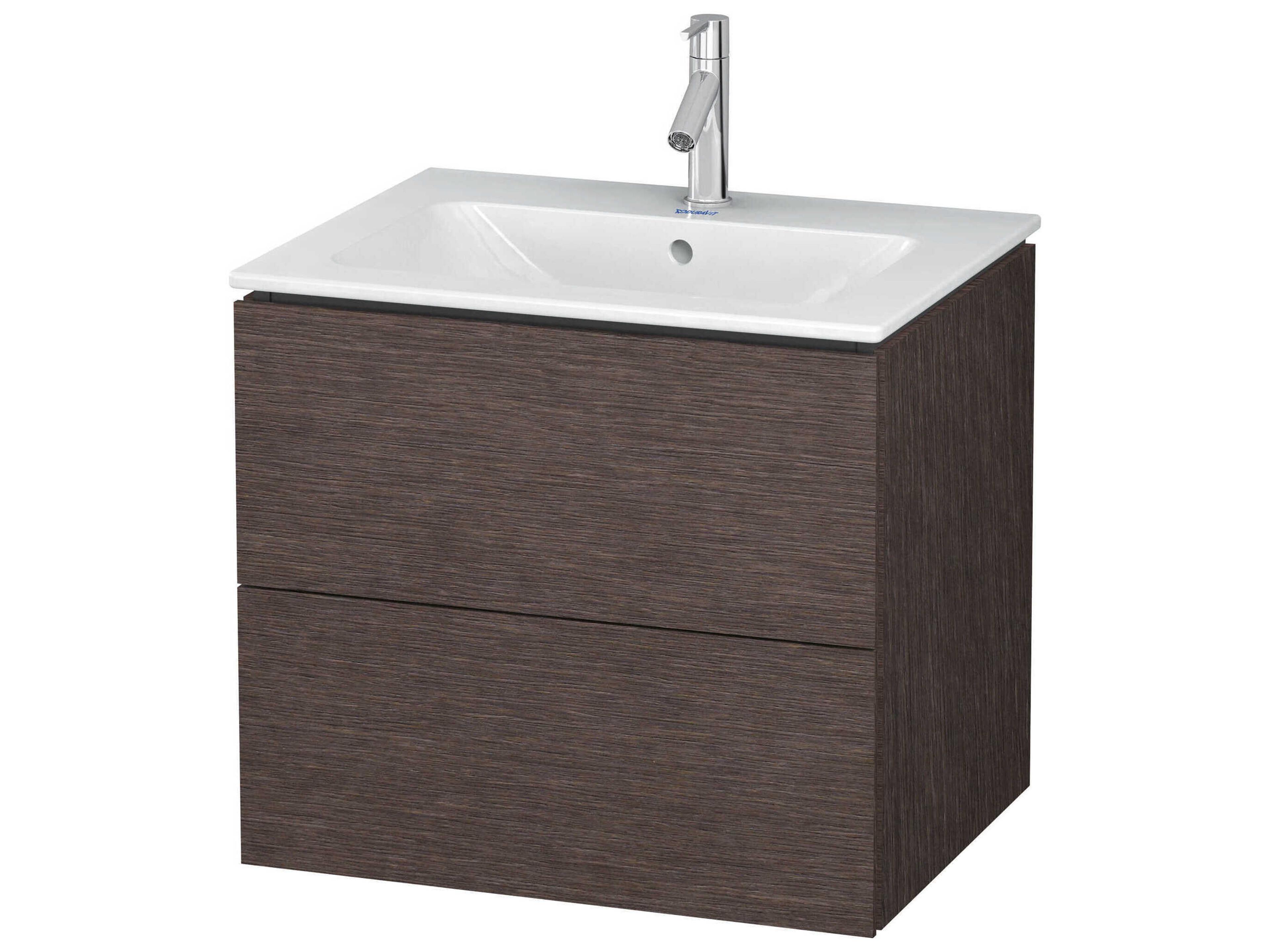 Duravit L-cube 24'' Two Drawer Dark Brushed Oak Matt Wall-Mounted Vanity Unit