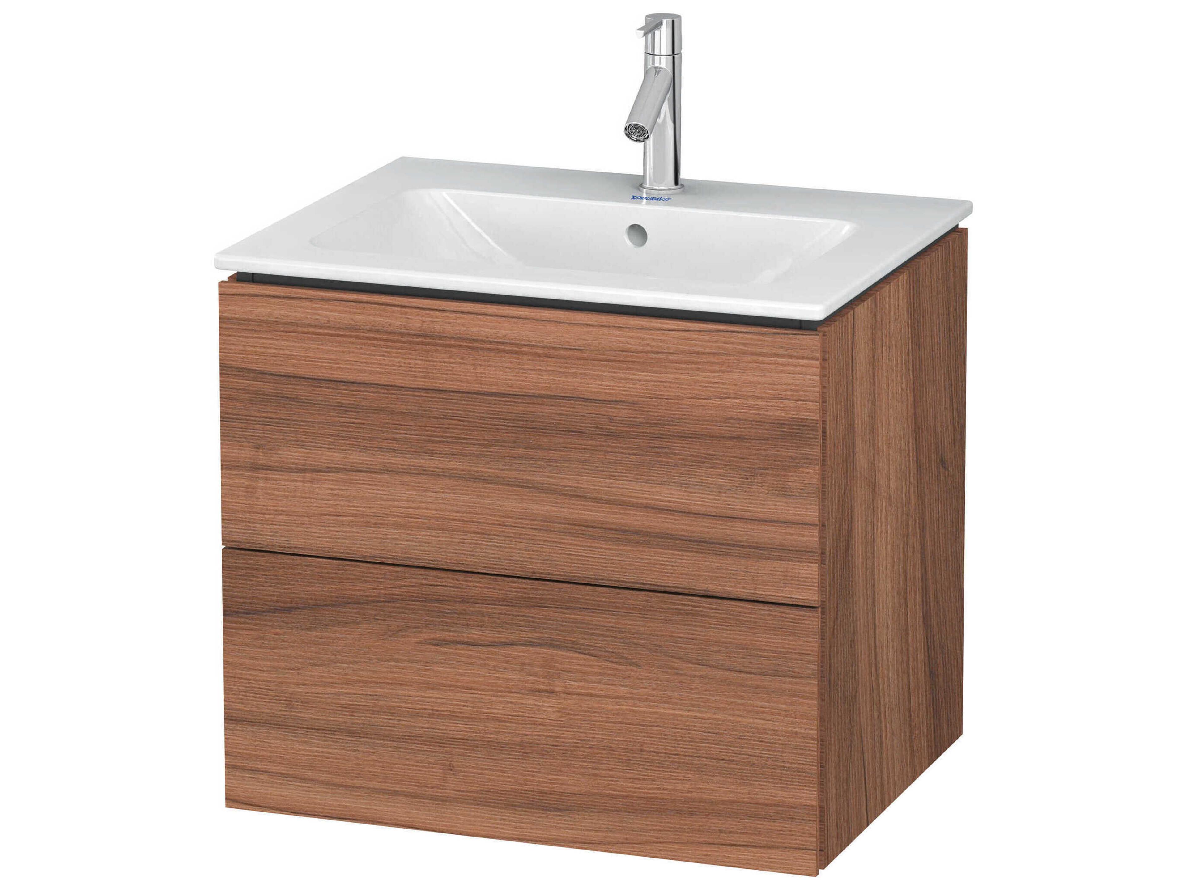 L-cube 24'' Two Drawer Walnut Matt Wall-Mounted Vanity Unit