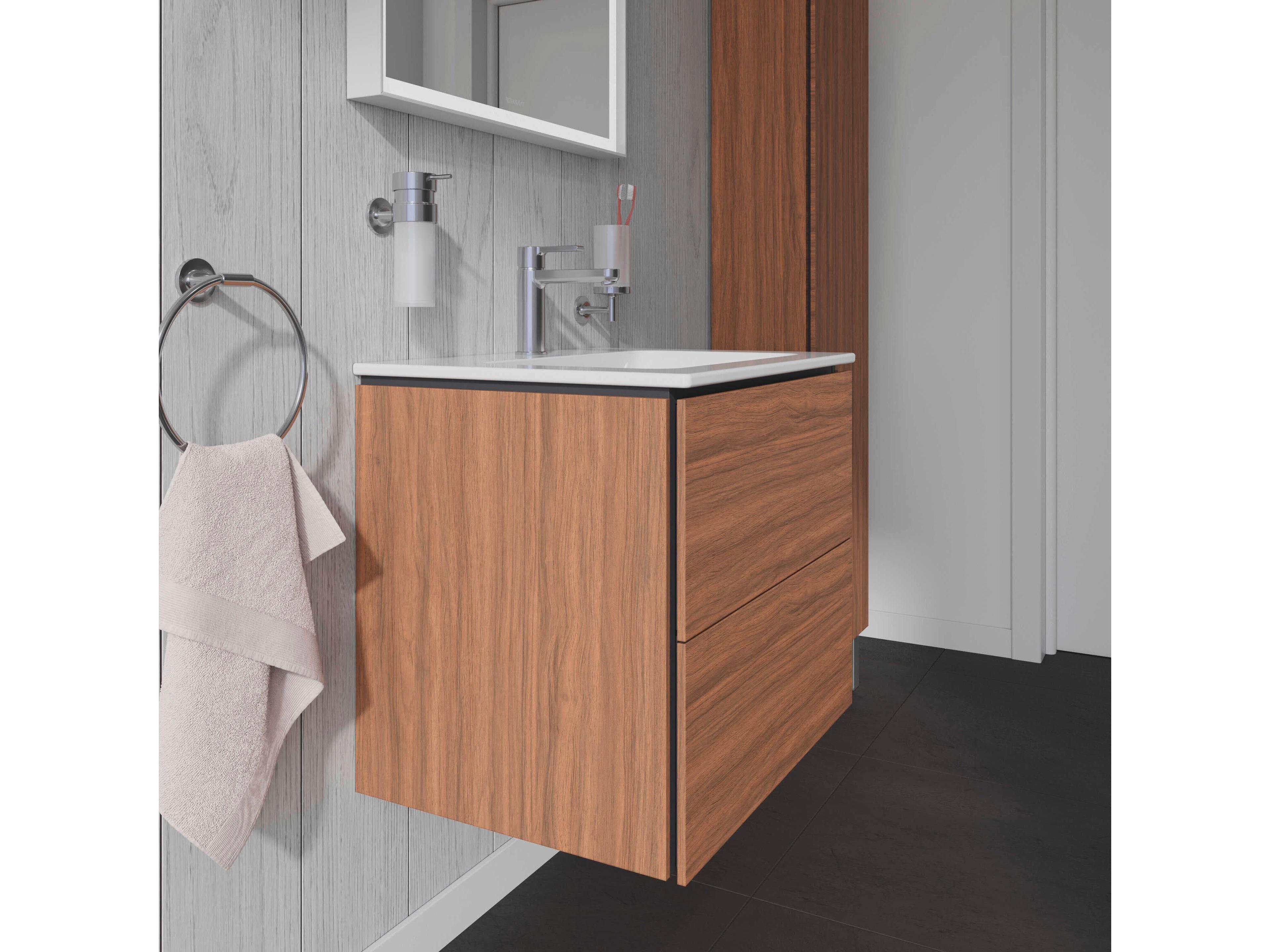 Duravit L-cube 24'' Two Drawer Walnut Matt Wall-Mounted Vanity Unit