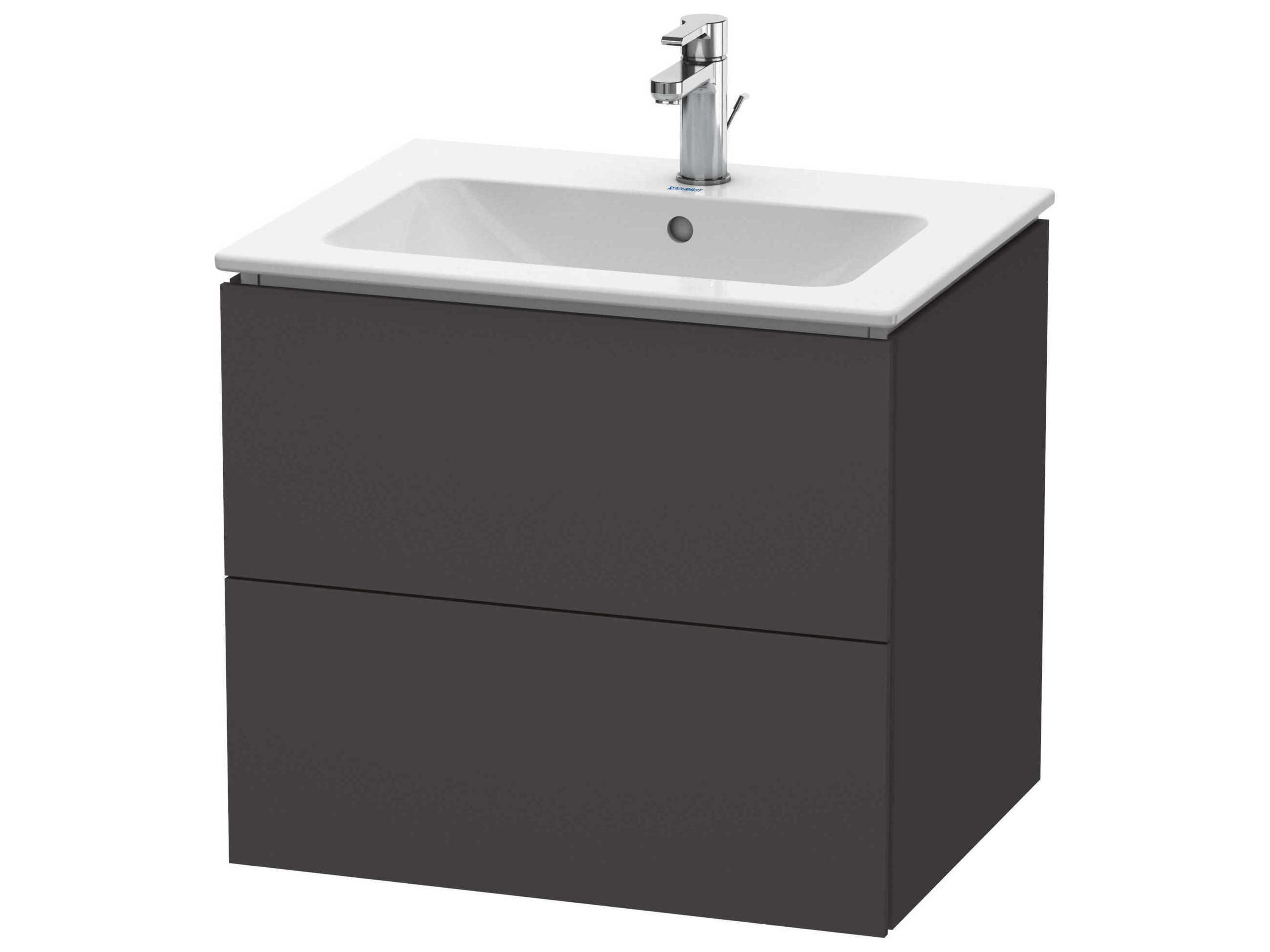 Duravit L-cube 24'' Two Drawer Graphite Super Matt Wall-Mounted Vanity Unit