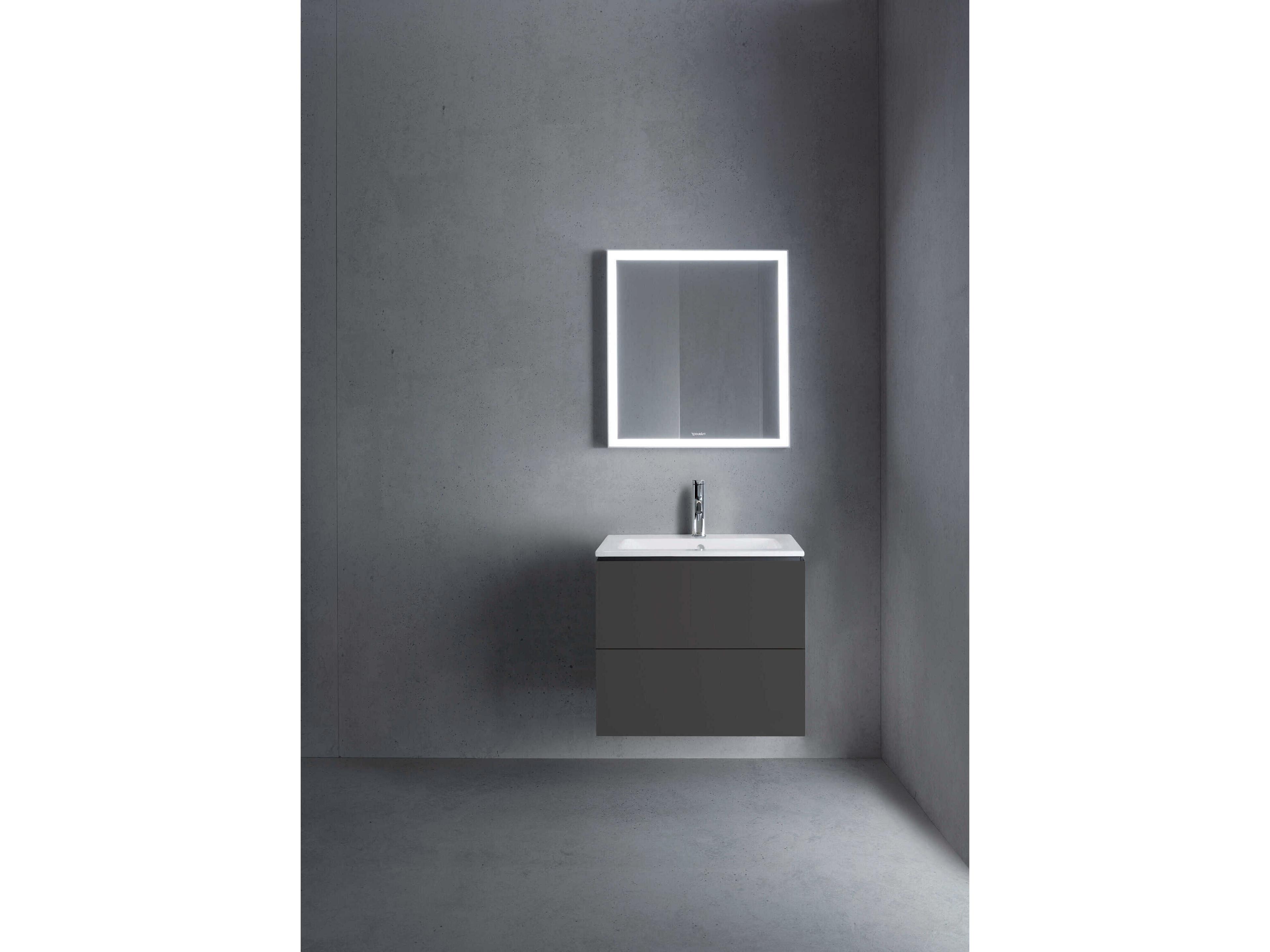 Duravit L-cube 24'' Two Drawer Graphite Super Matt Wall-Mounted Vanity Unit