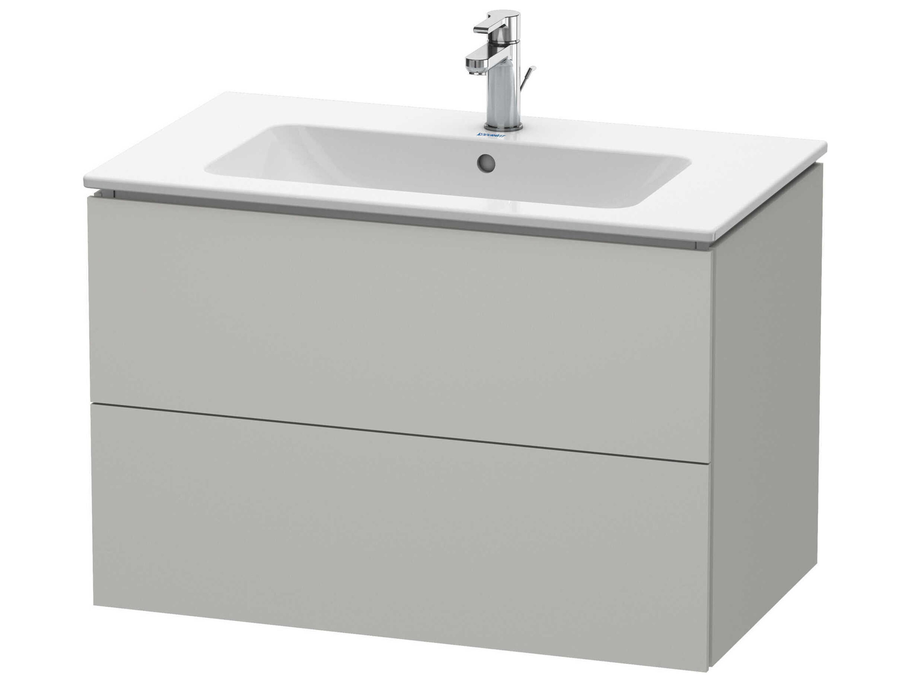 L-cube 32'' Two Drawer Concrete Gray Matt Wall-Mounted Vanity Unit