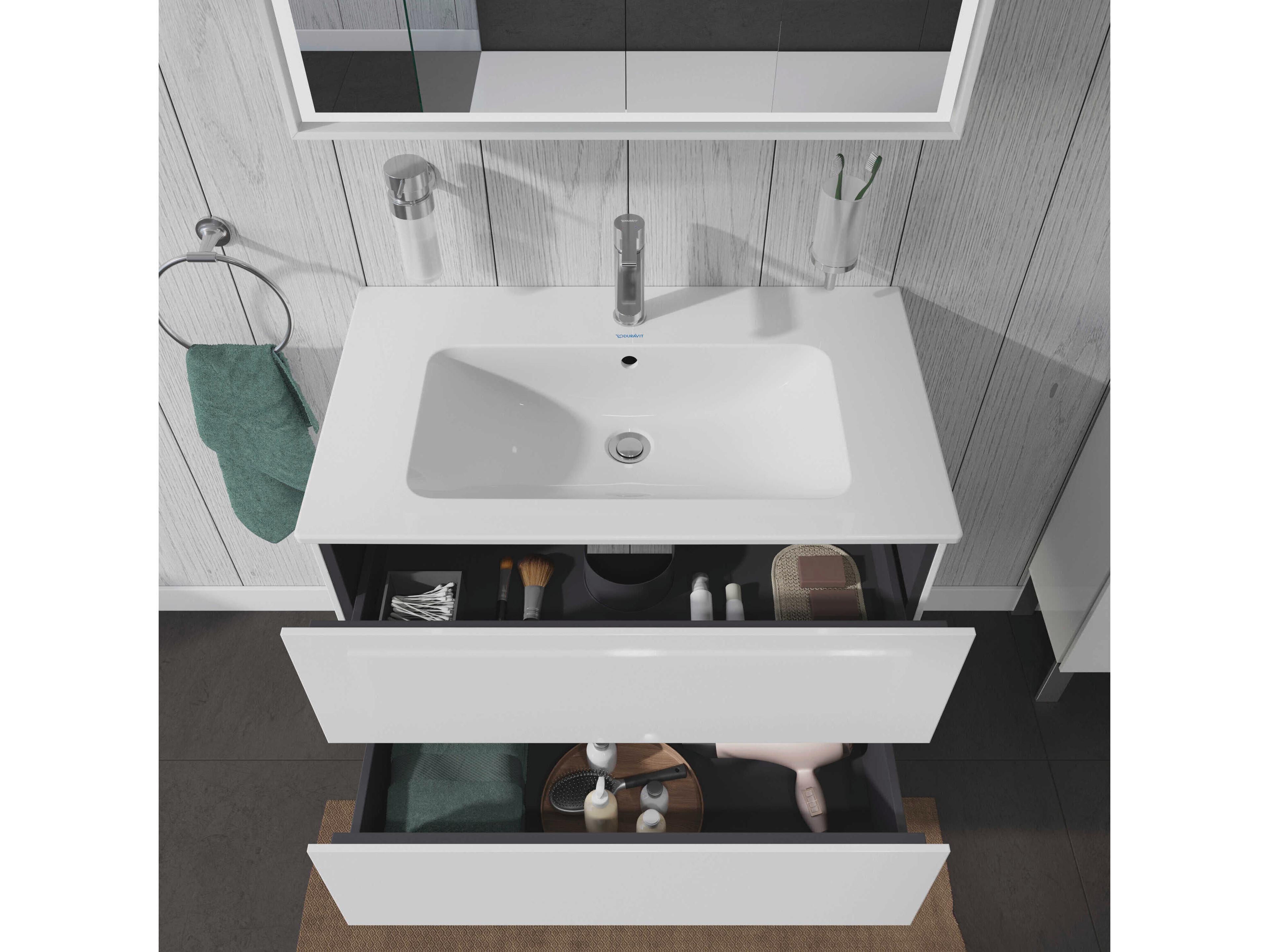 Duravit L-cube 32'' Two Drawer White High Gloss Wall-Mounted Vanity Unit