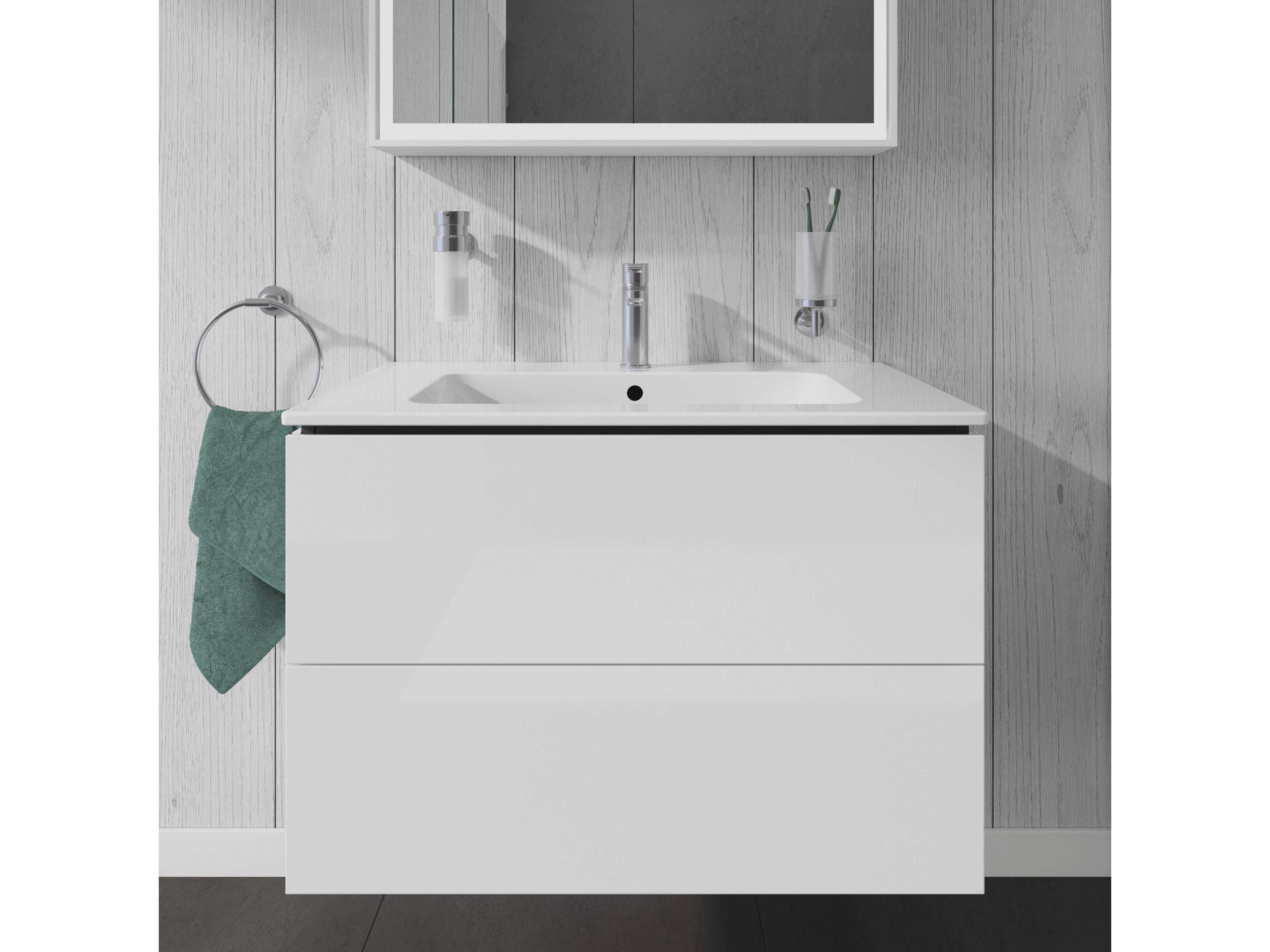 Duravit L-cube 32'' Two Drawer White High Gloss Wall-Mounted Vanity Unit