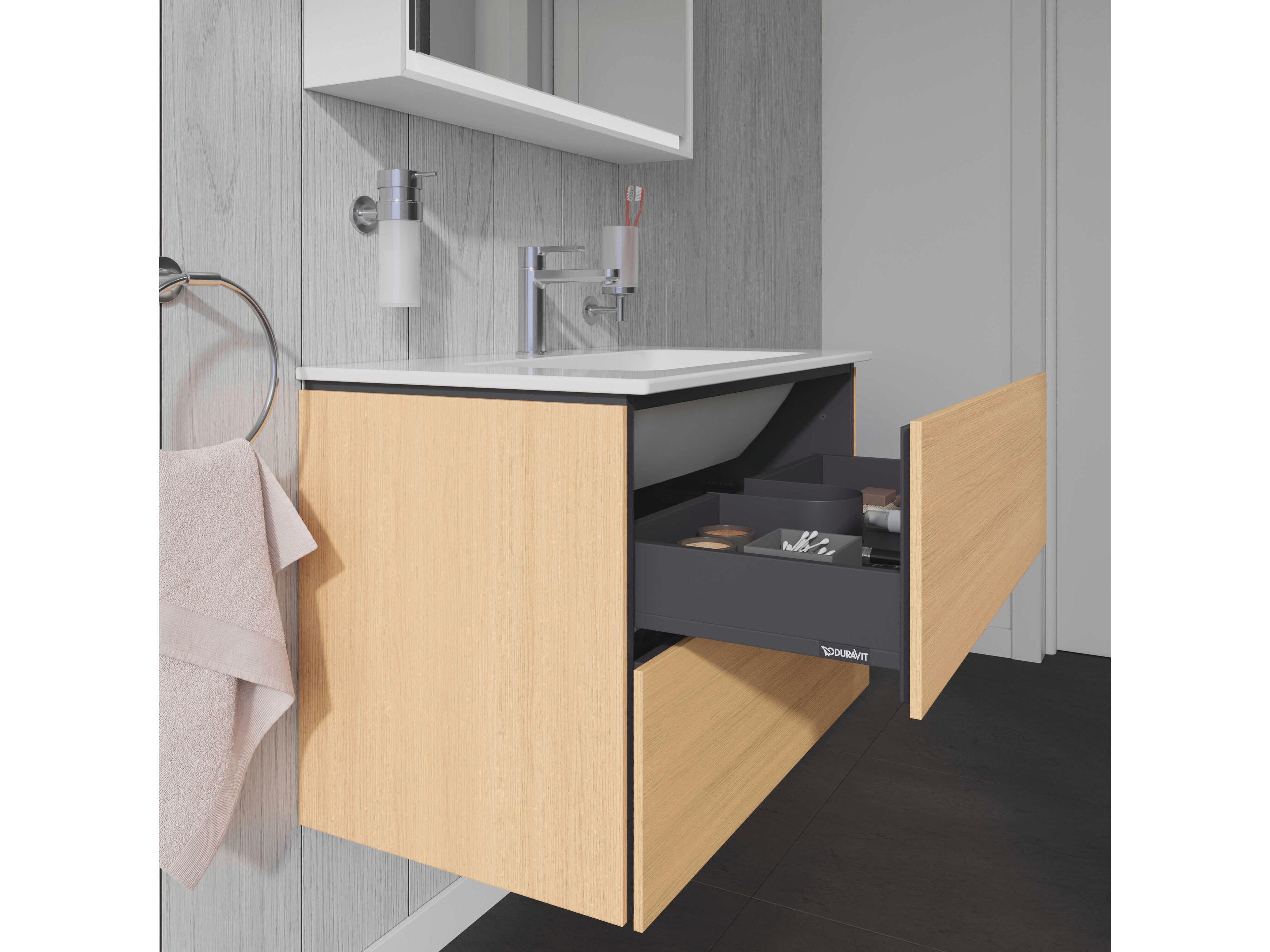 Duravit L-cube 32'' Two Drawer Natural Oak Matt Wall-Mounted Vanity Unit