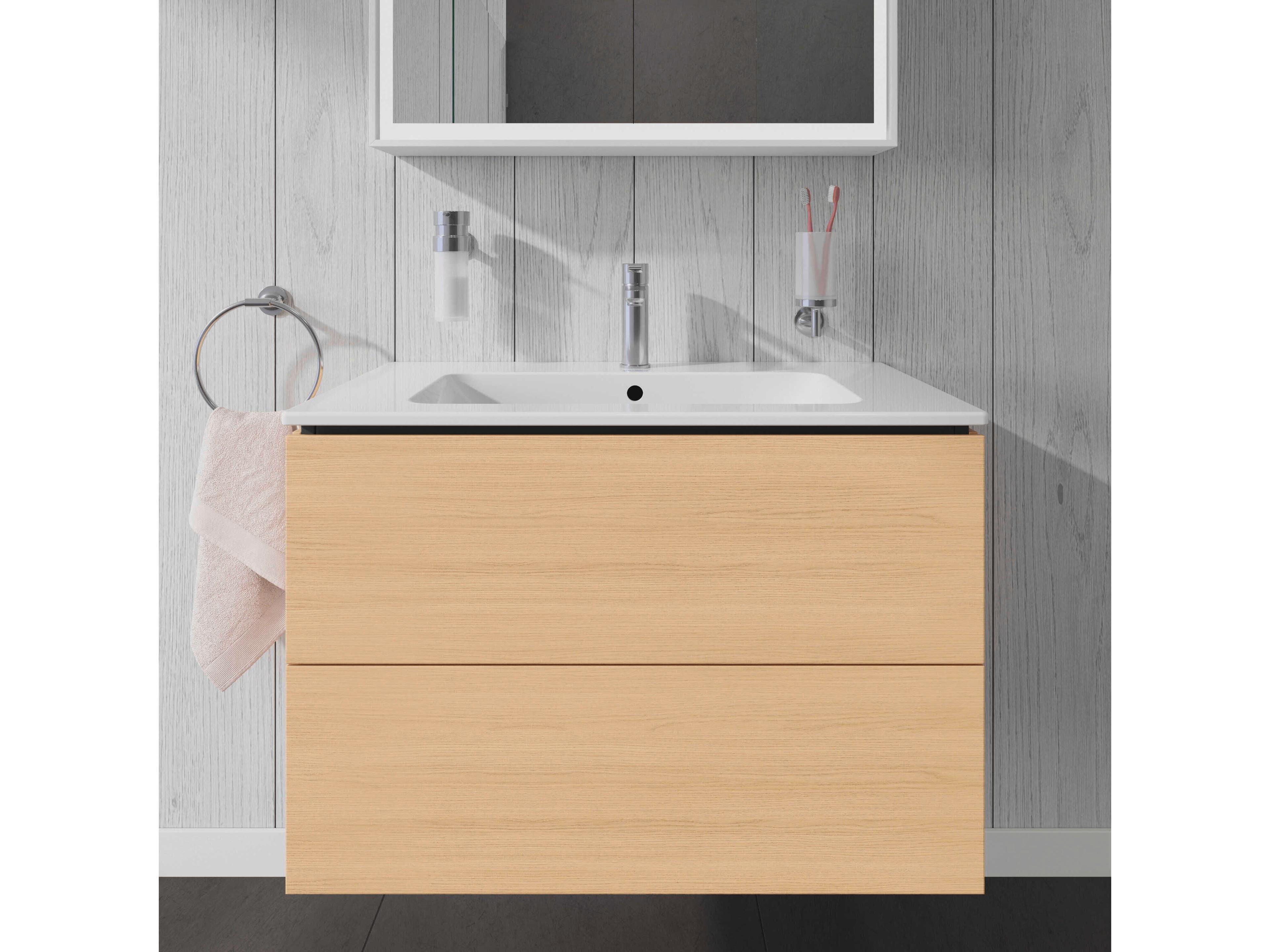 Duravit L-cube 32'' Two Drawer Natural Oak Matt Wall-Mounted Vanity Unit