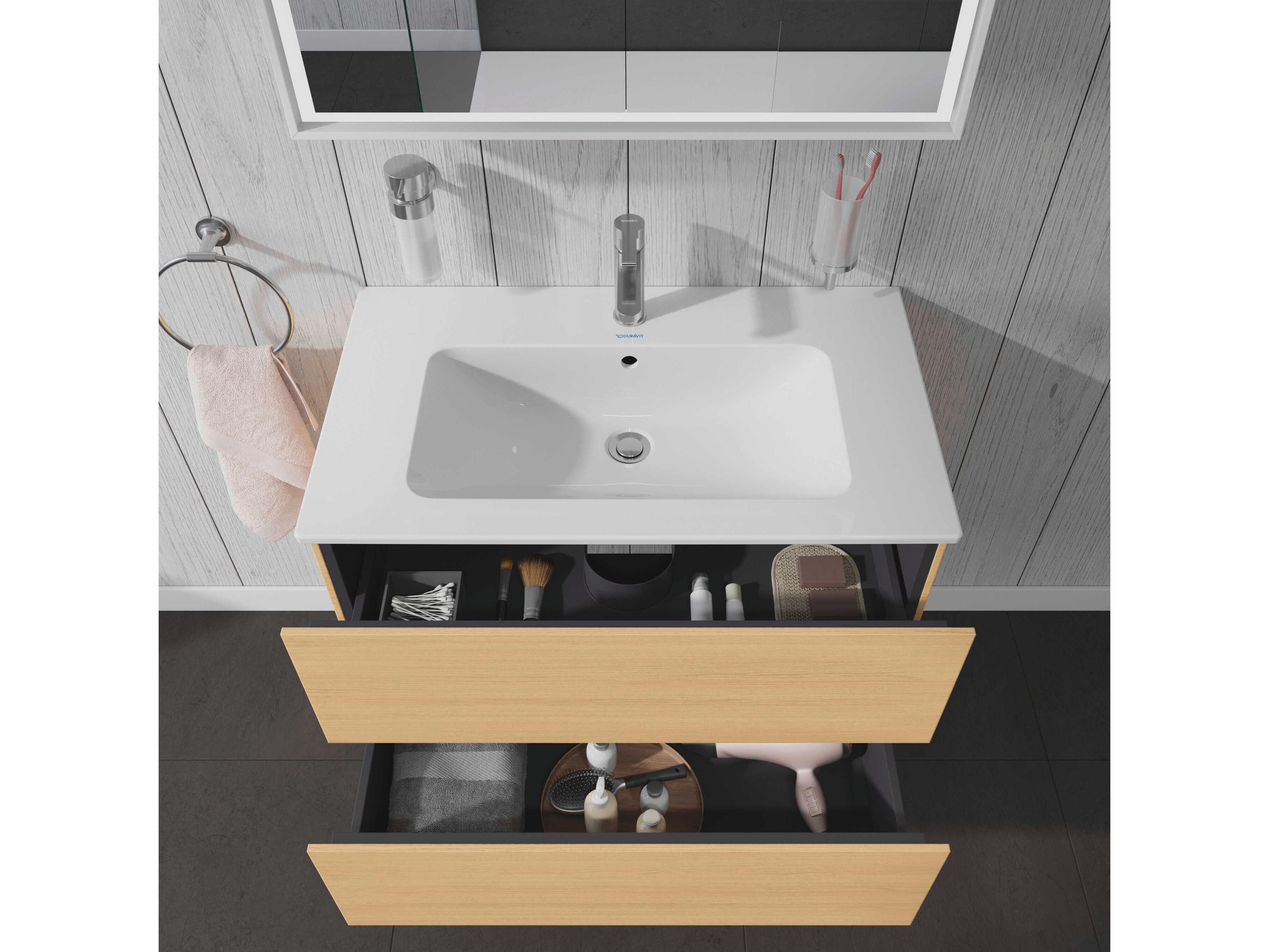 Duravit L-cube 32'' Two Drawer Natural Oak Matt Wall-Mounted Vanity Unit