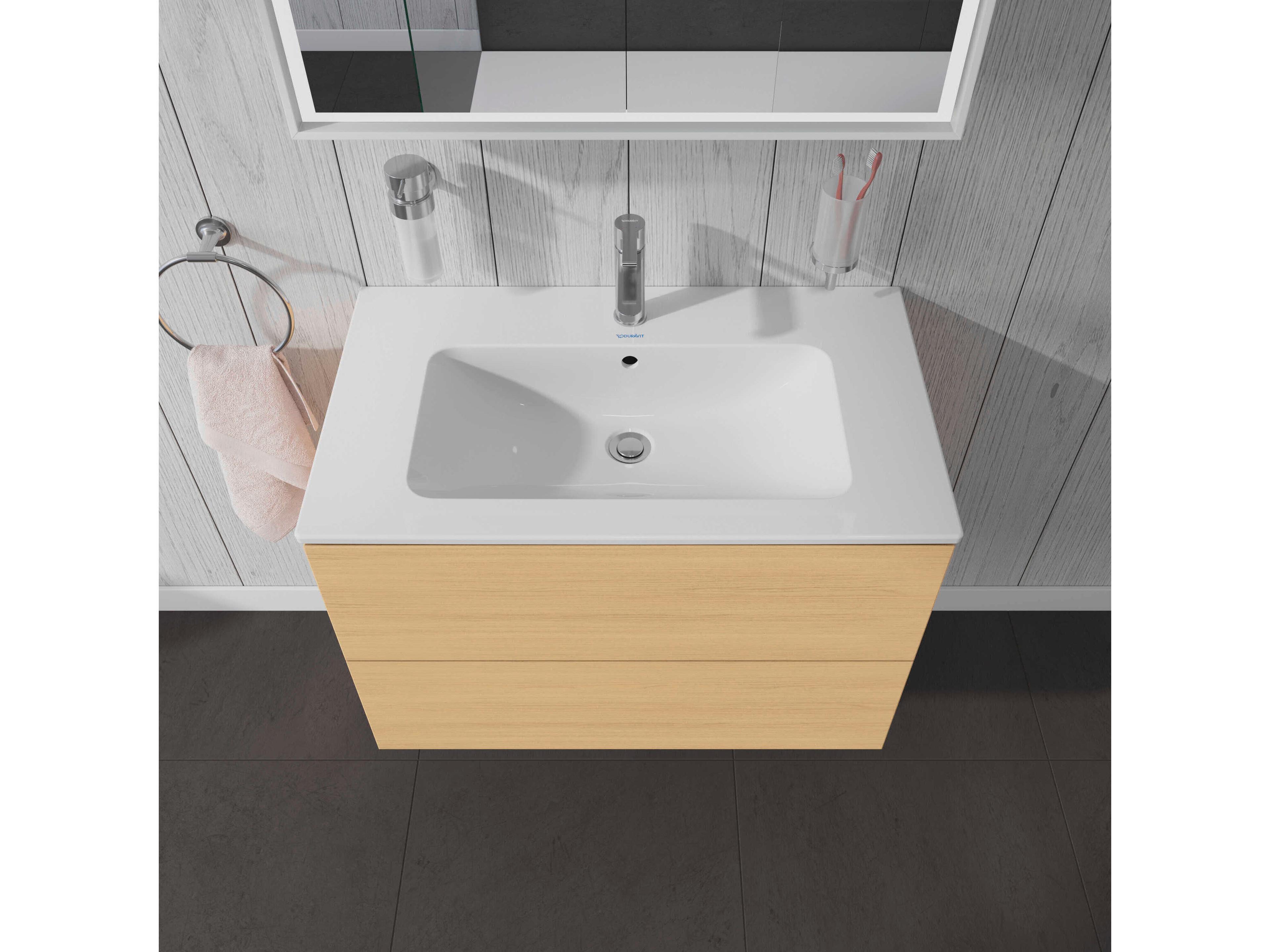 Duravit L-cube 32'' Two Drawer Natural Oak Matt Wall-Mounted Vanity Unit