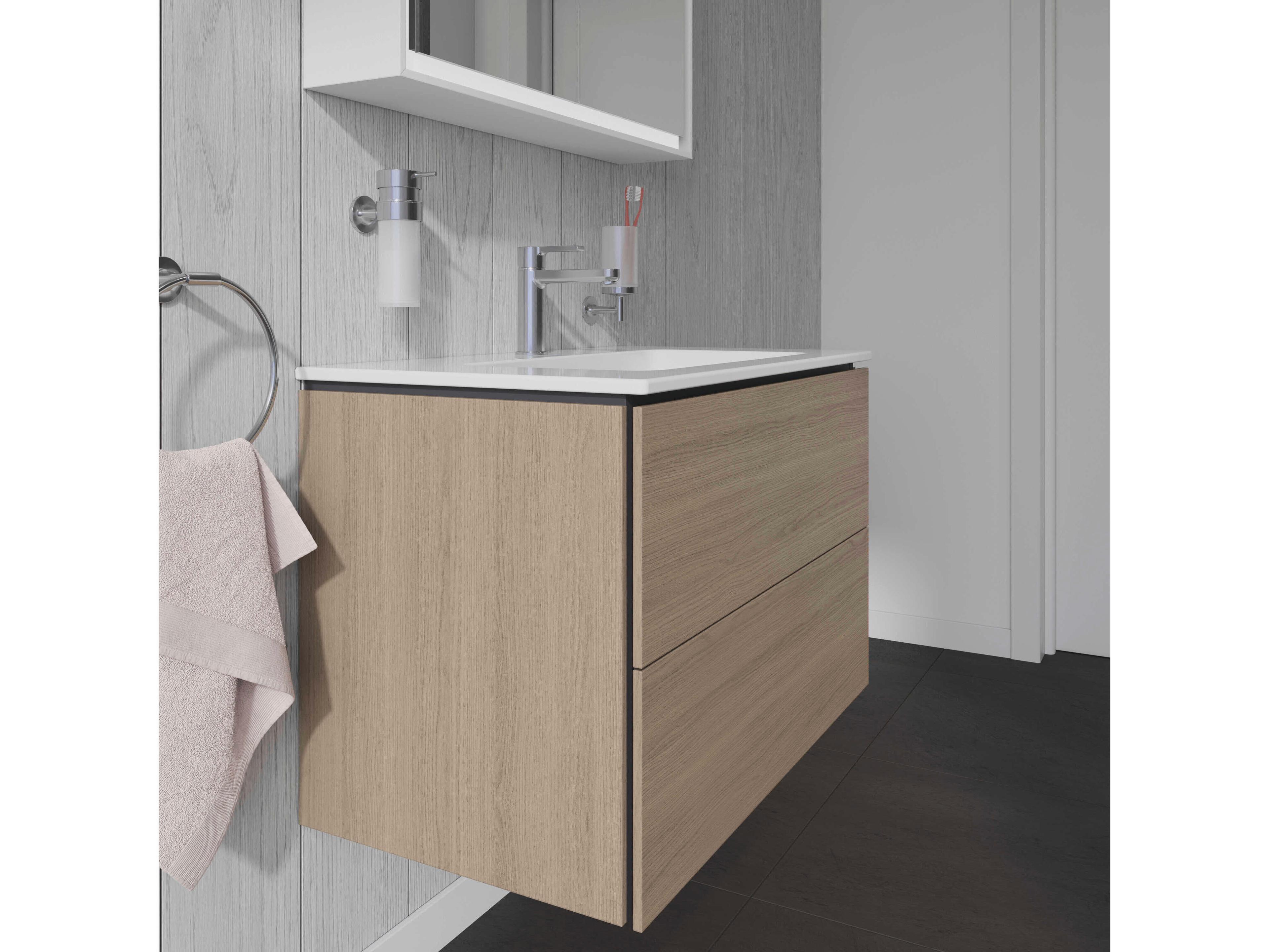 Duravit L-cube 32'' Two Drawer Oak Terra Matt Wall-Mounted Vanity Unit