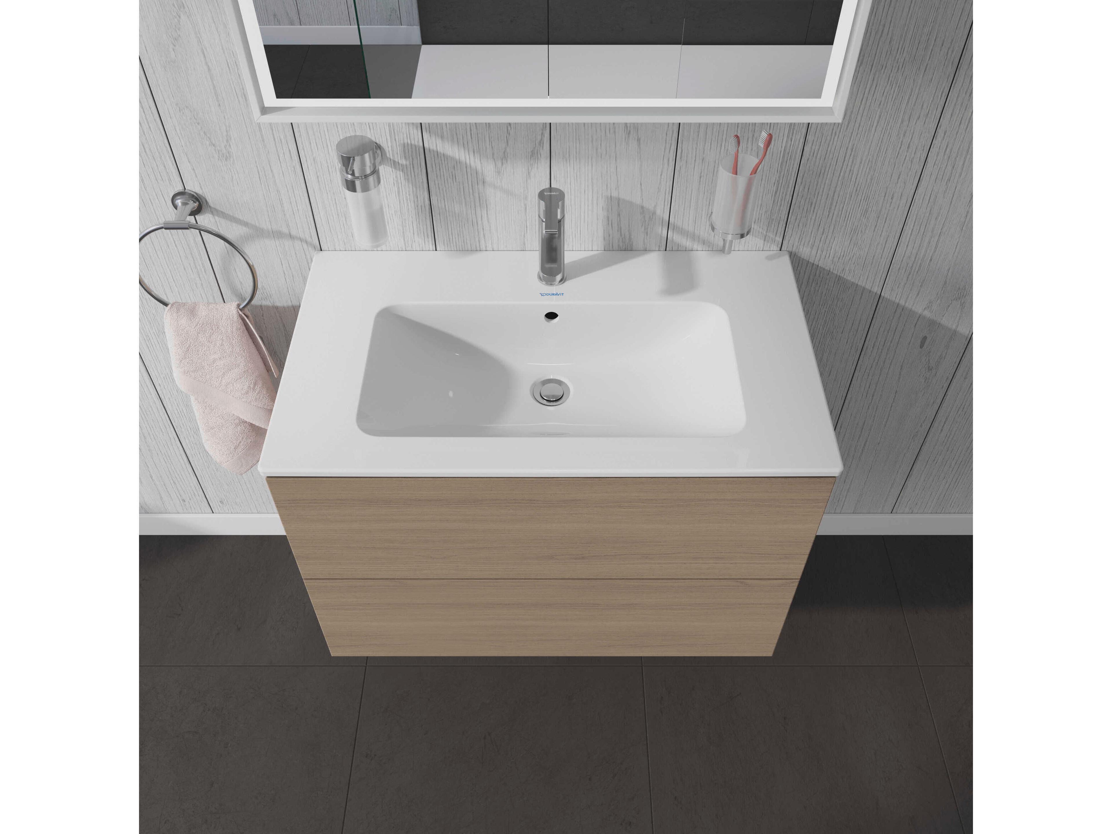 Duravit L-cube 32'' Two Drawer Oak Terra Matt Wall-Mounted Vanity Unit