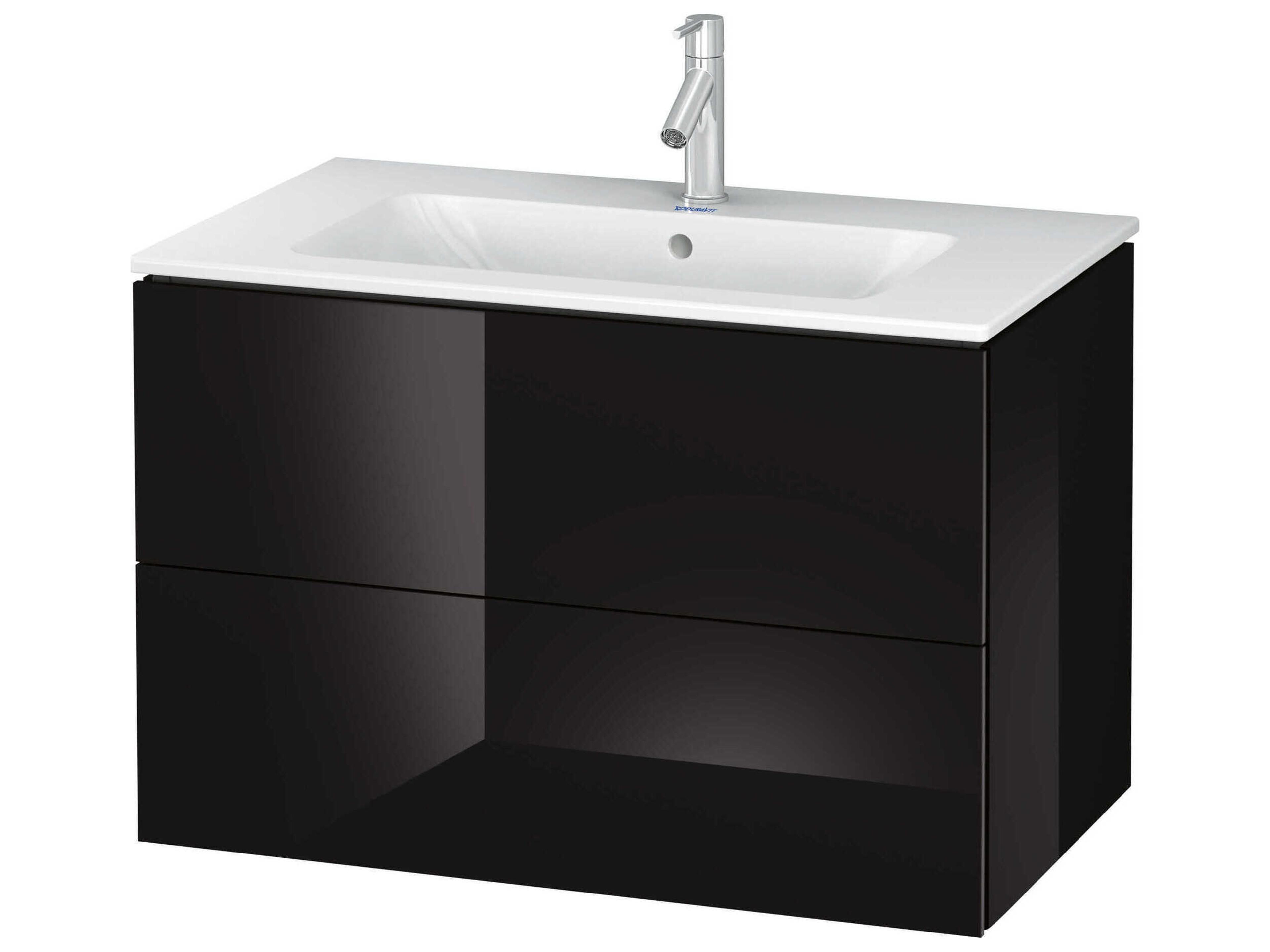 Duravit L-cube 32'' Two Drawer Black High Gloss Wall-Mounted Vanity Unit