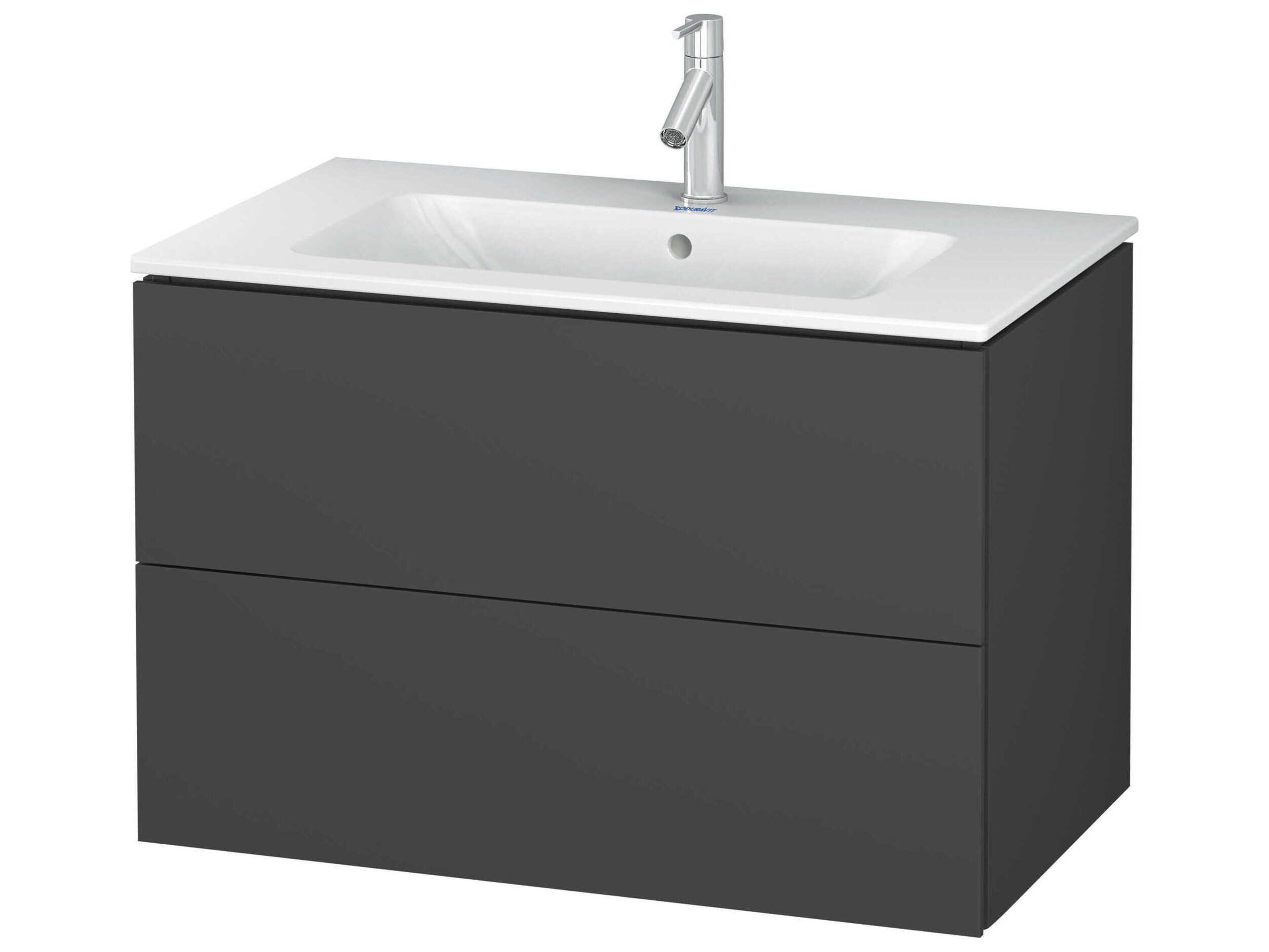 L-cube 32'' Two Drawer Graphite Matt Wall-Mounted Vanity Unit