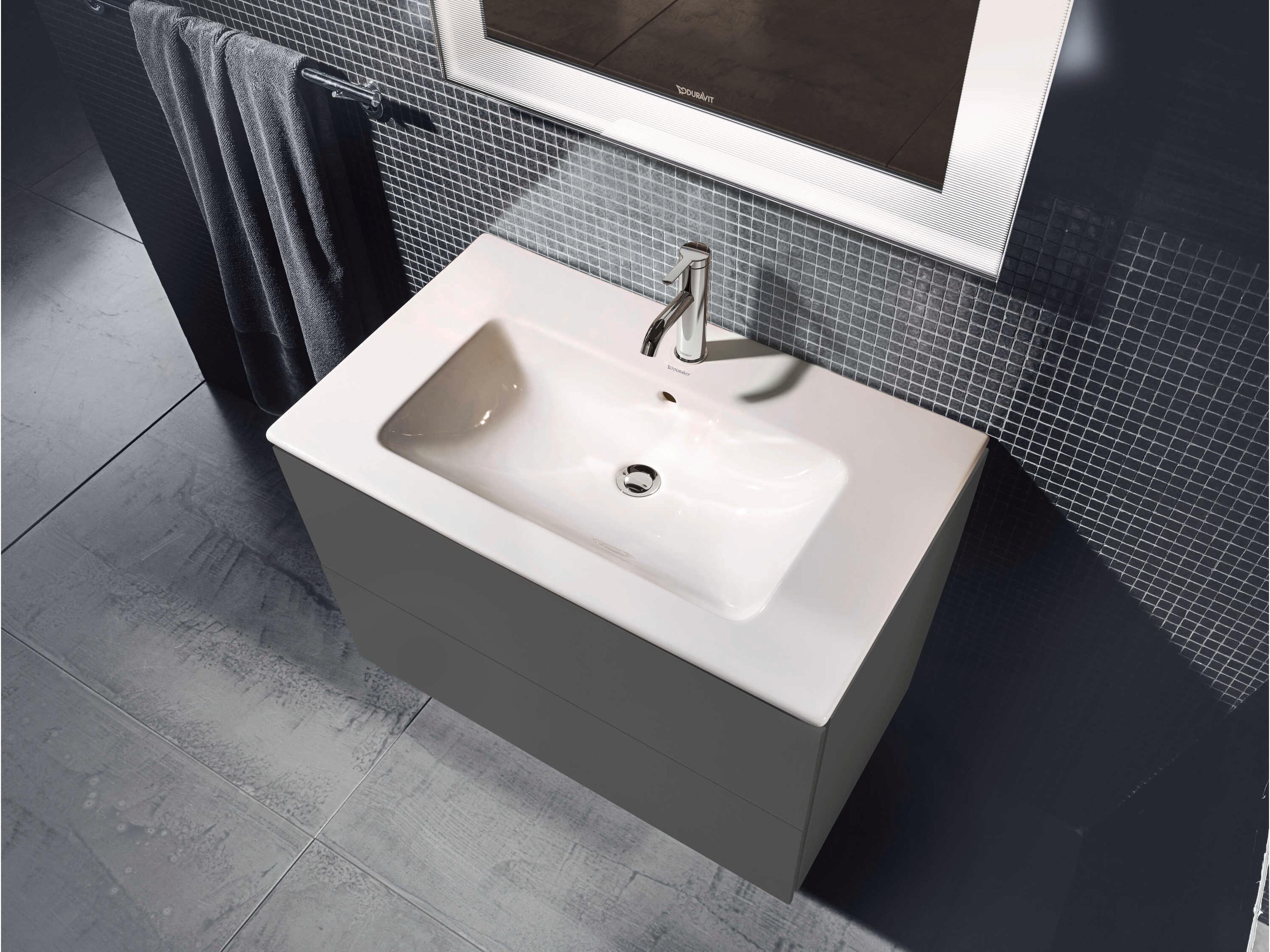 Duravit L-cube 32'' Two Drawer Graphite Matt Wall-Mounted Vanity Unit