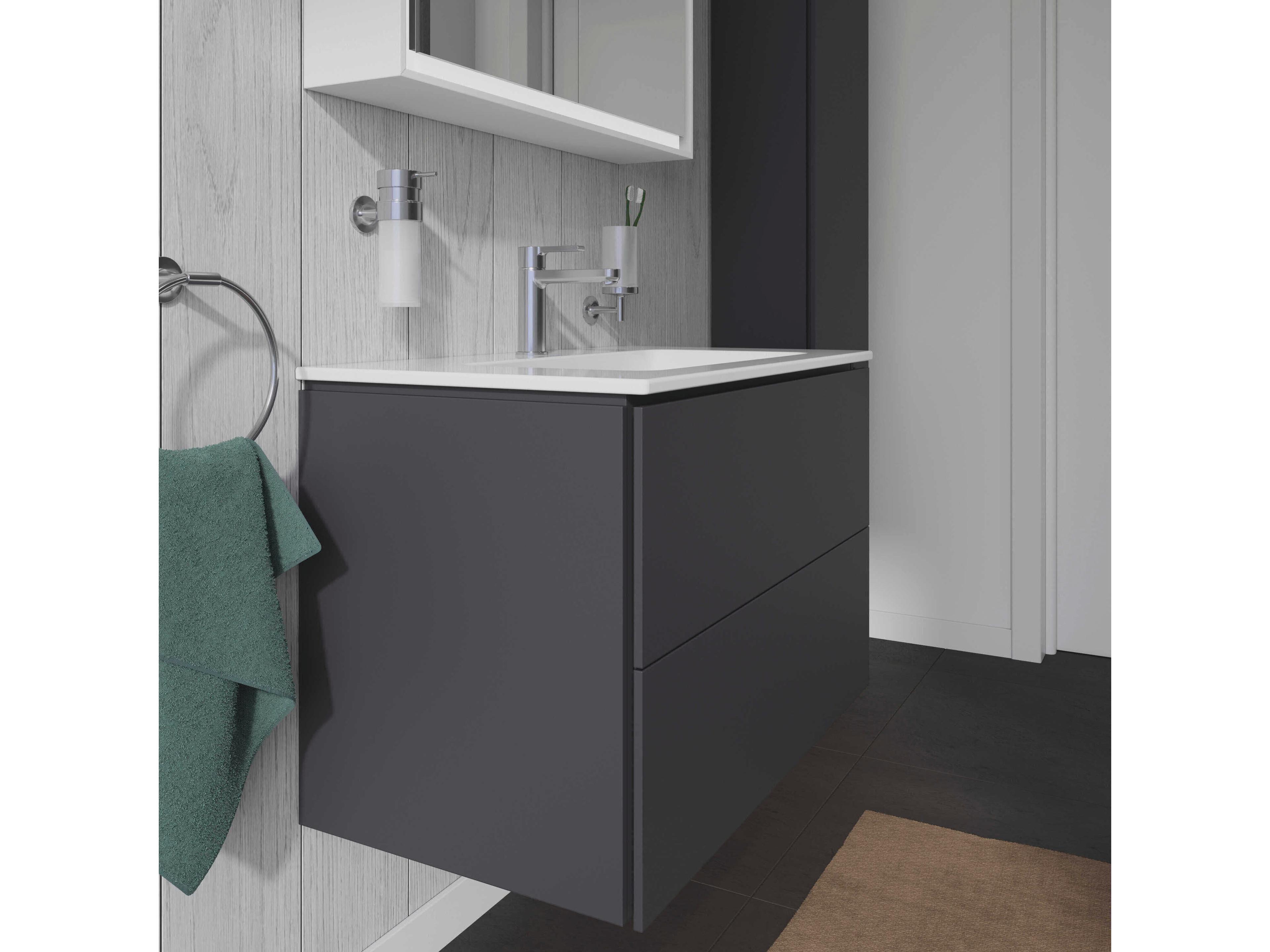 Duravit L-cube 32'' Two Drawer Graphite Matt Wall-Mounted Vanity Unit