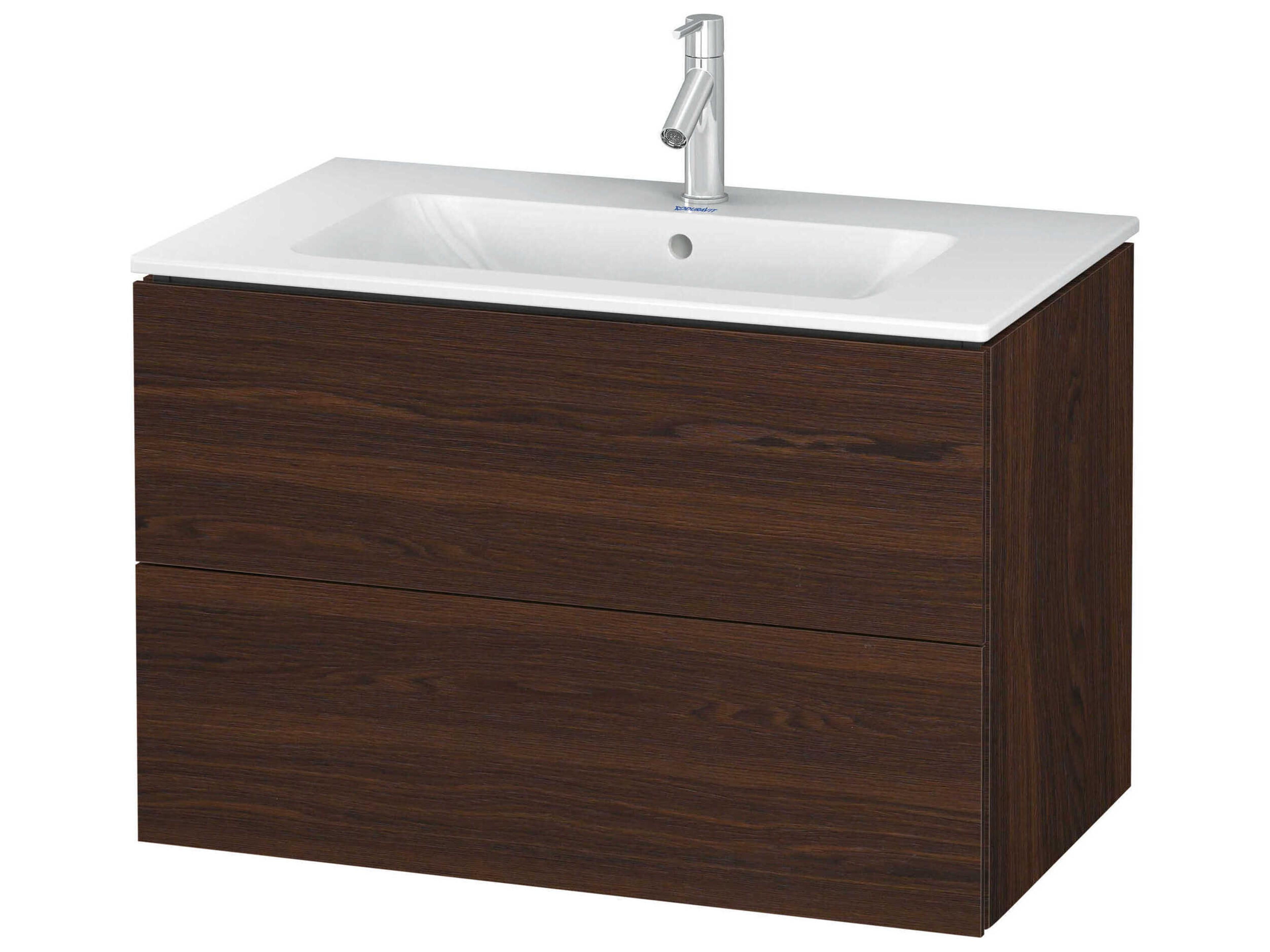 Duravit L-cube 32'' Two Drawer Walnut (Brushed) Matt Wall-Mounted Vanity Unit