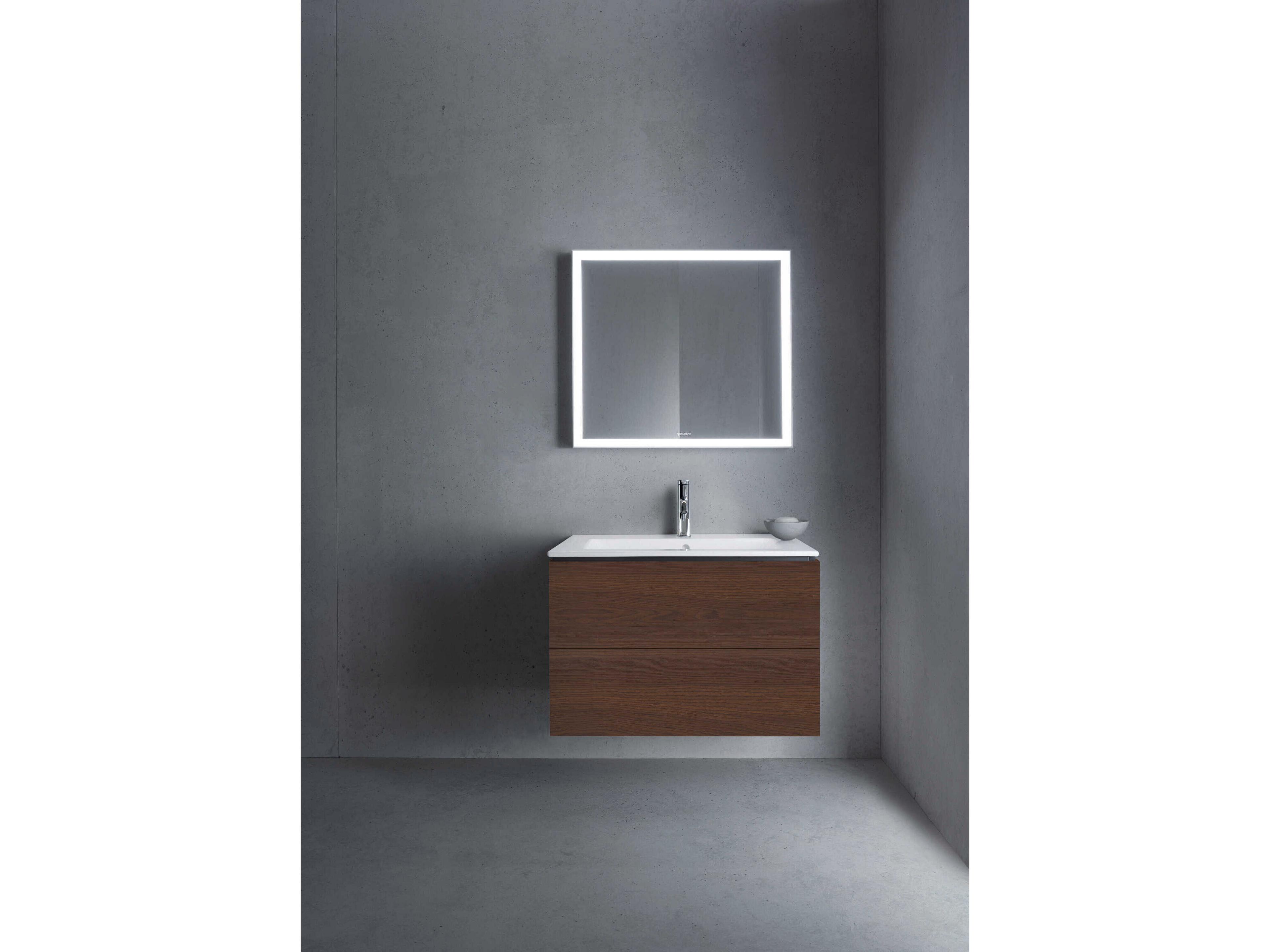 Duravit L-cube 32'' Two Drawer Walnut (Brushed) Matt Wall-Mounted Vanity Unit