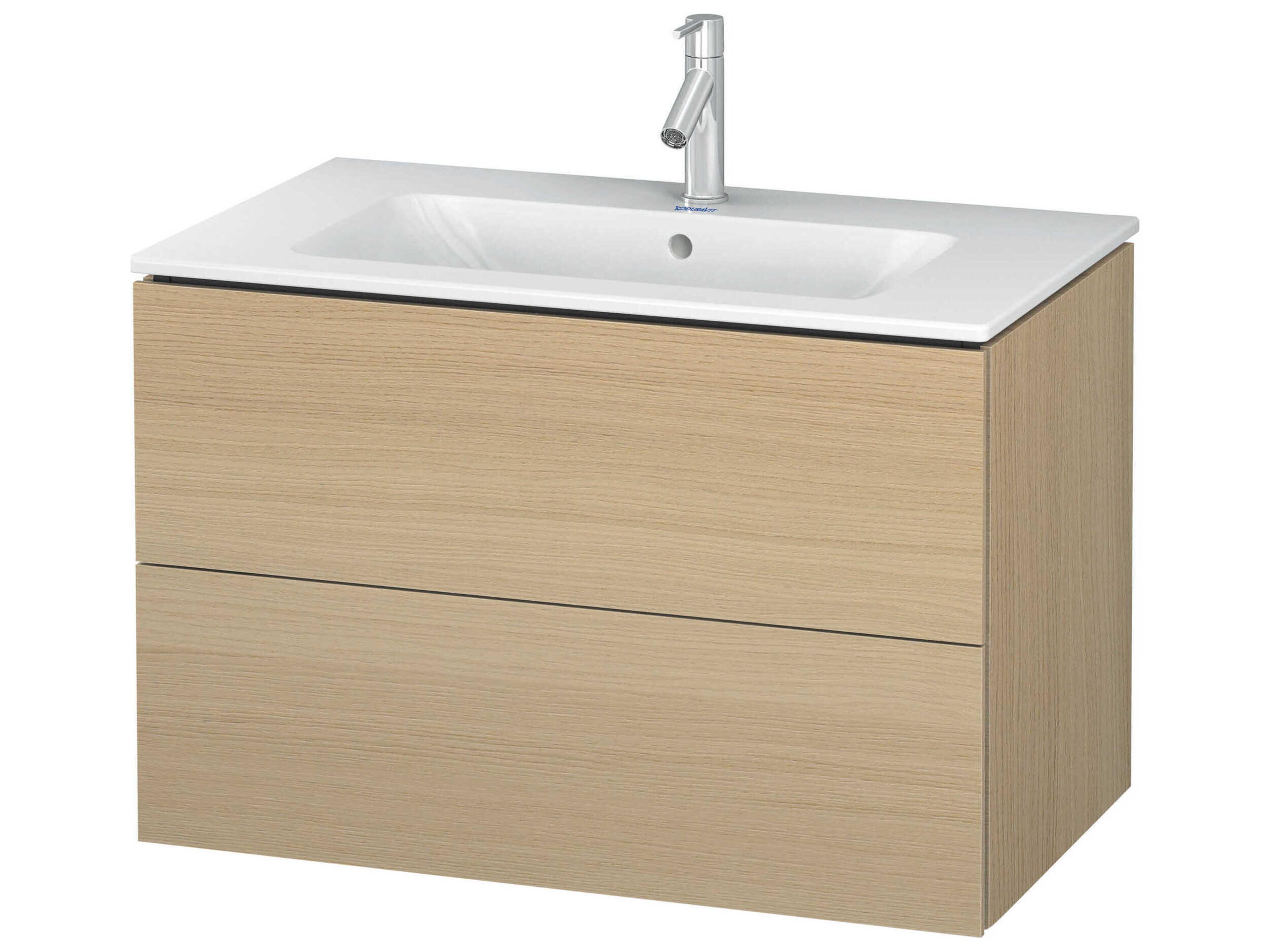 L-cube 32'' Two Drawer Mediterranean Oak Wall-Mounted Vanity Unit
