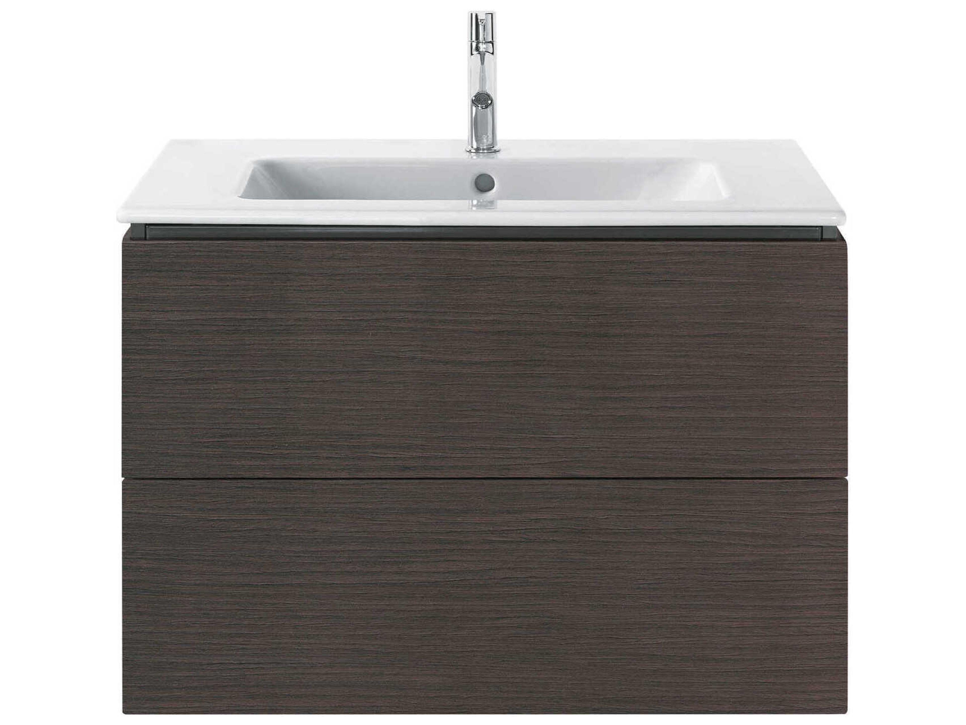 Duravit L-cube 32'' Two Drawer Dark Brushed Oak Matt Wall-Mounted Vanity Unit