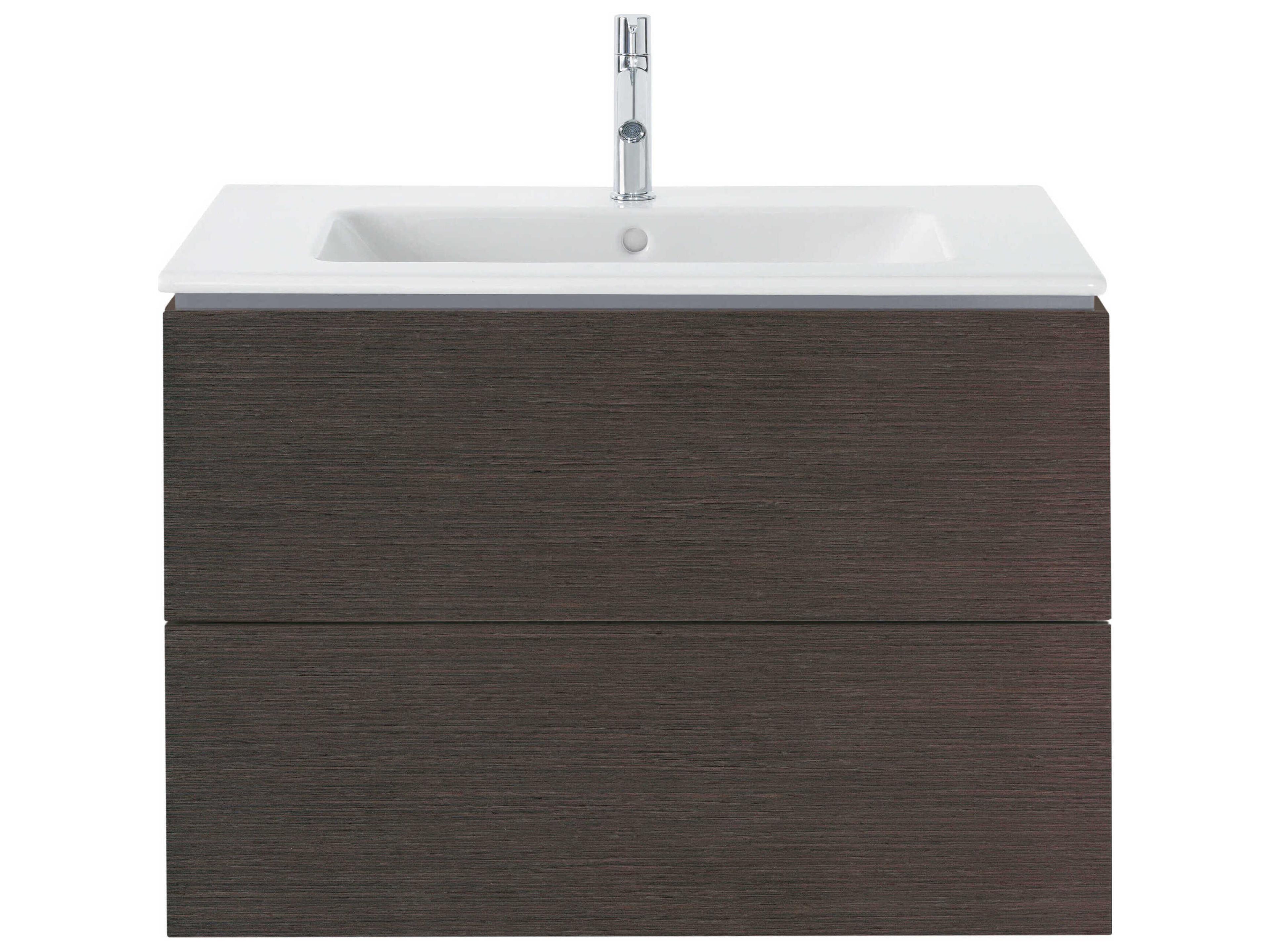 Duravit L-cube 32'' Two Drawer Dark Brushed Oak Matt Wall-Mounted Vanity Unit