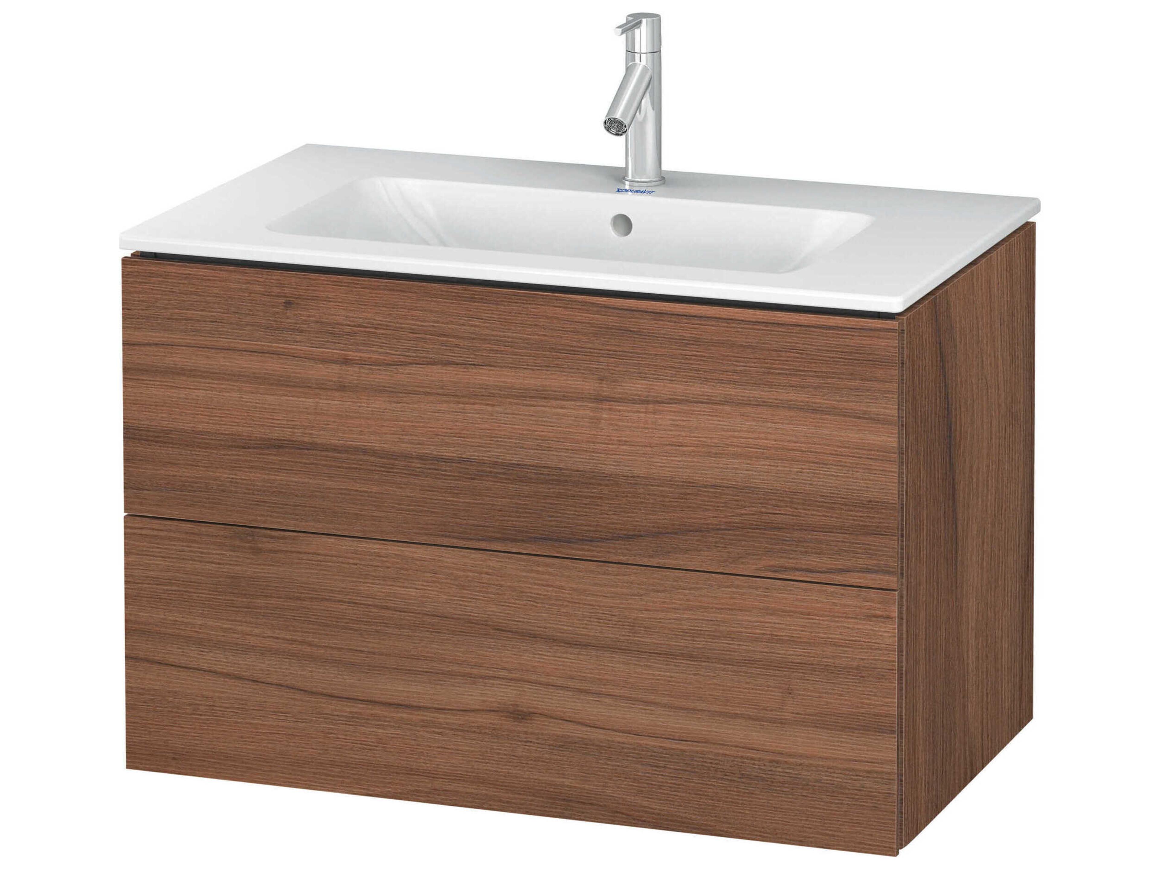 Duravit L-cube 32'' Two Drawer Walnut Matt Wall-Mounted Vanity Unit