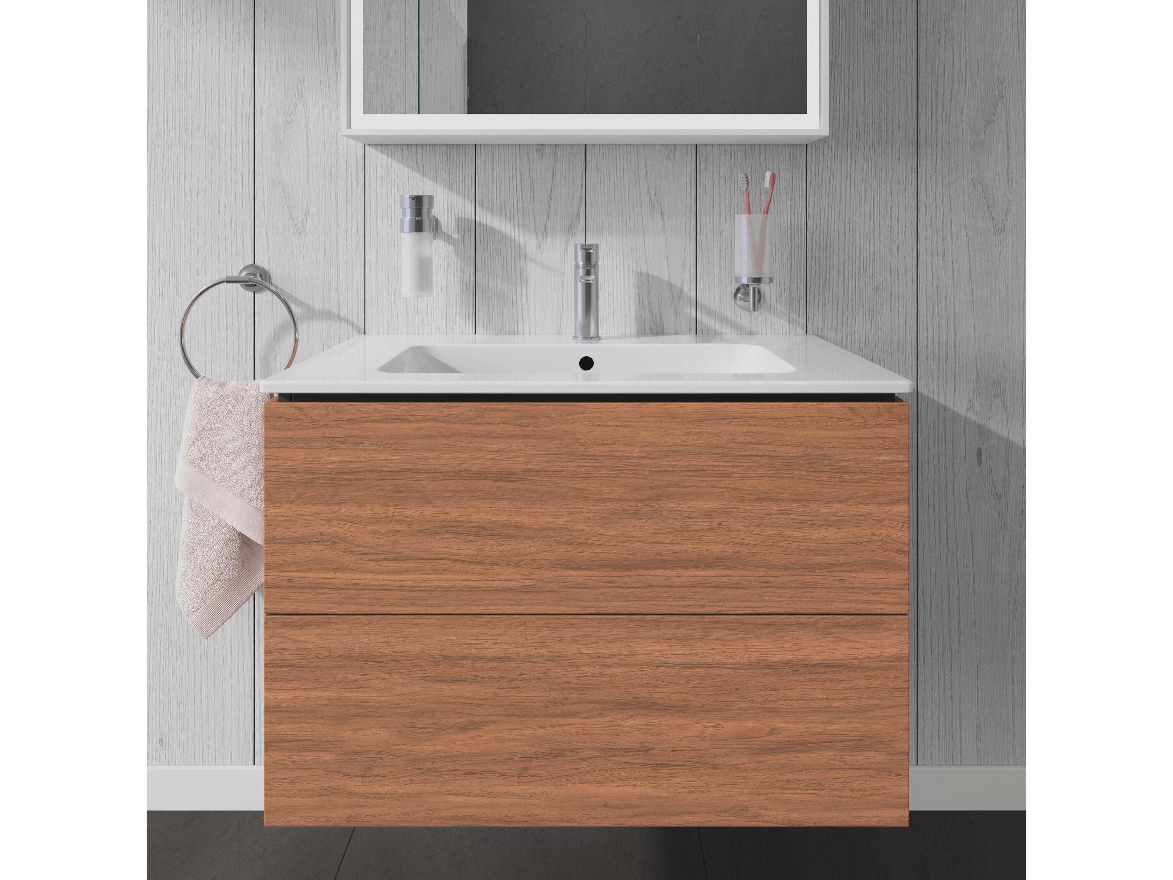 Duravit L-cube 32'' Two Drawer Walnut Matt Wall-Mounted Vanity Unit