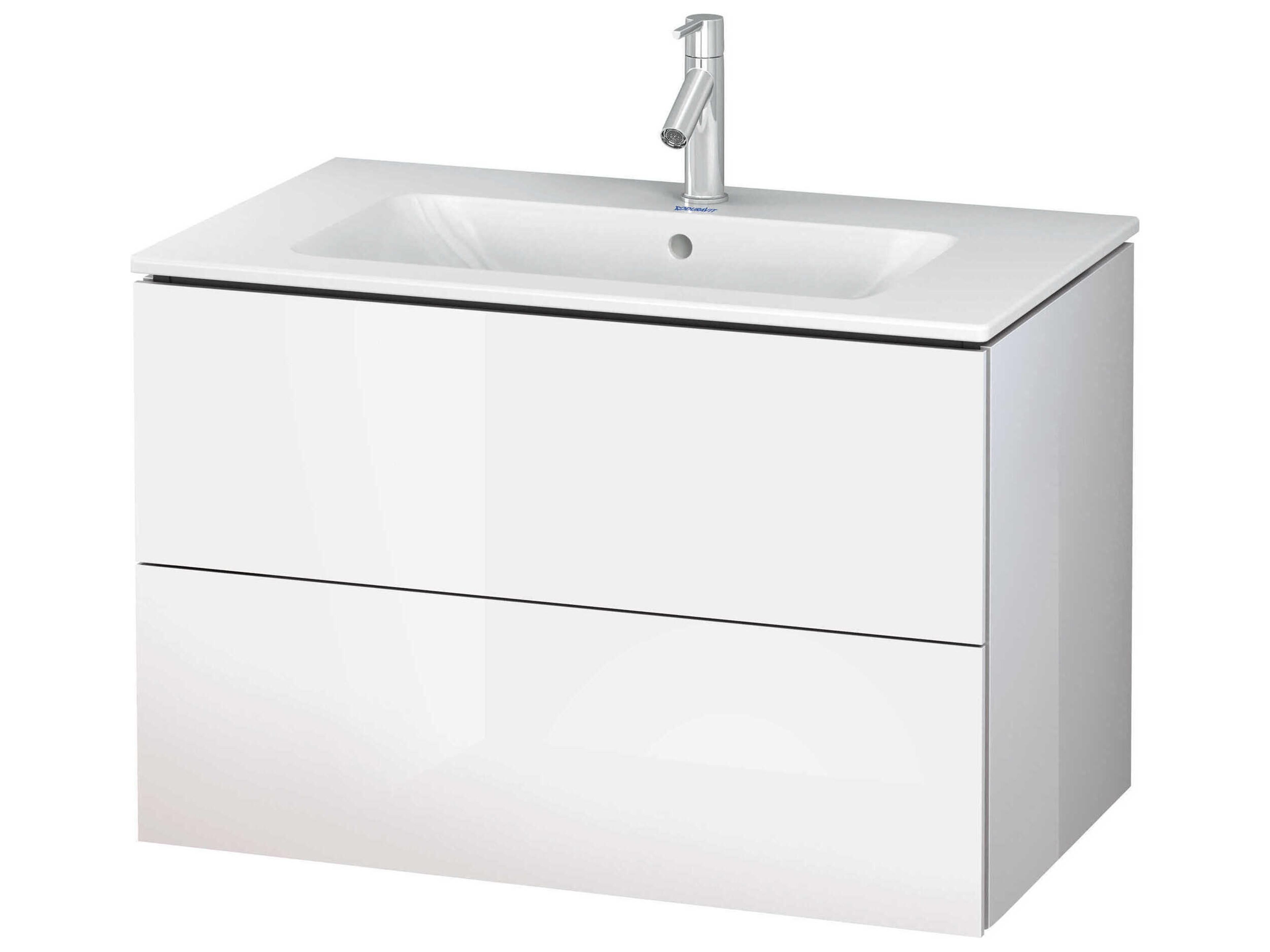 Duravit L-cube 32'' Two Drawer White High Gloss (Lacquer) Wall-Mounted Vanity Unit