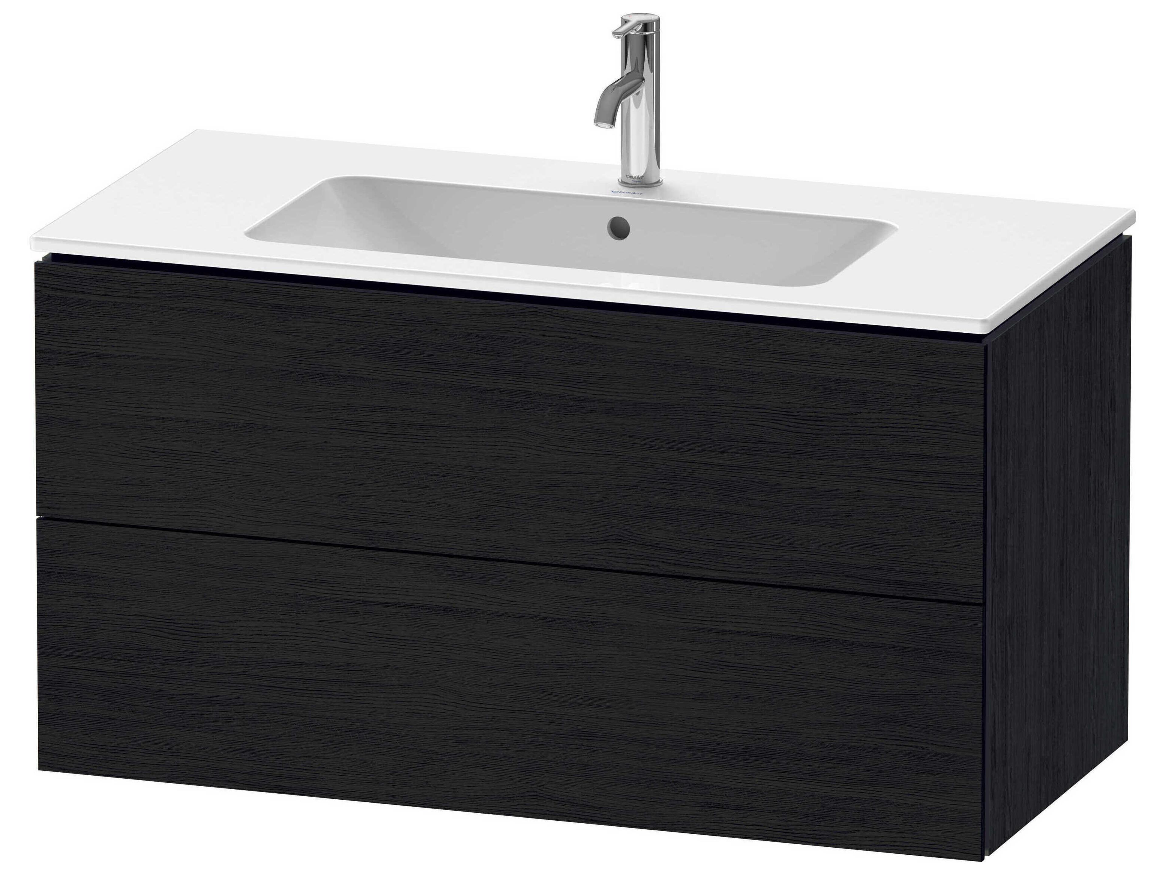 L-cube 40'' Two Drawer Black Oak Matt Wall-Mounted Vanity Unit