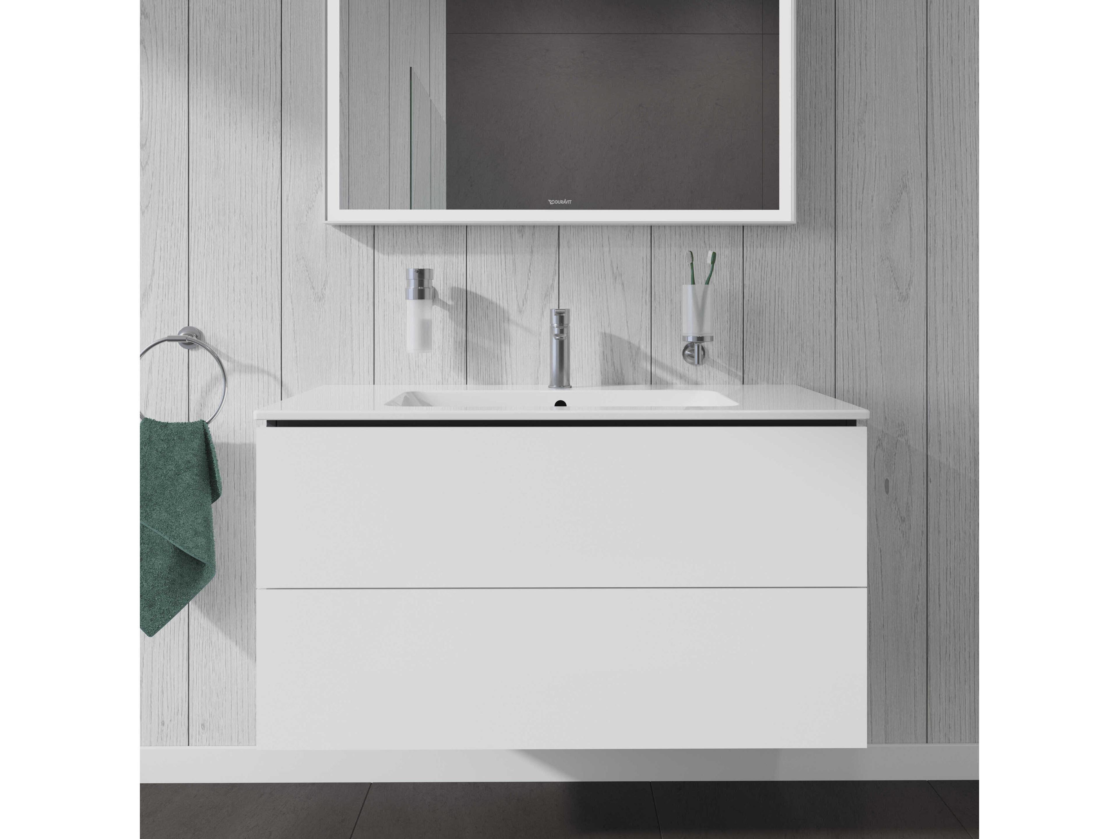 Duravit L-cube 40'' Two Drawer White High Gloss Wall-Mounted Vanity Unit