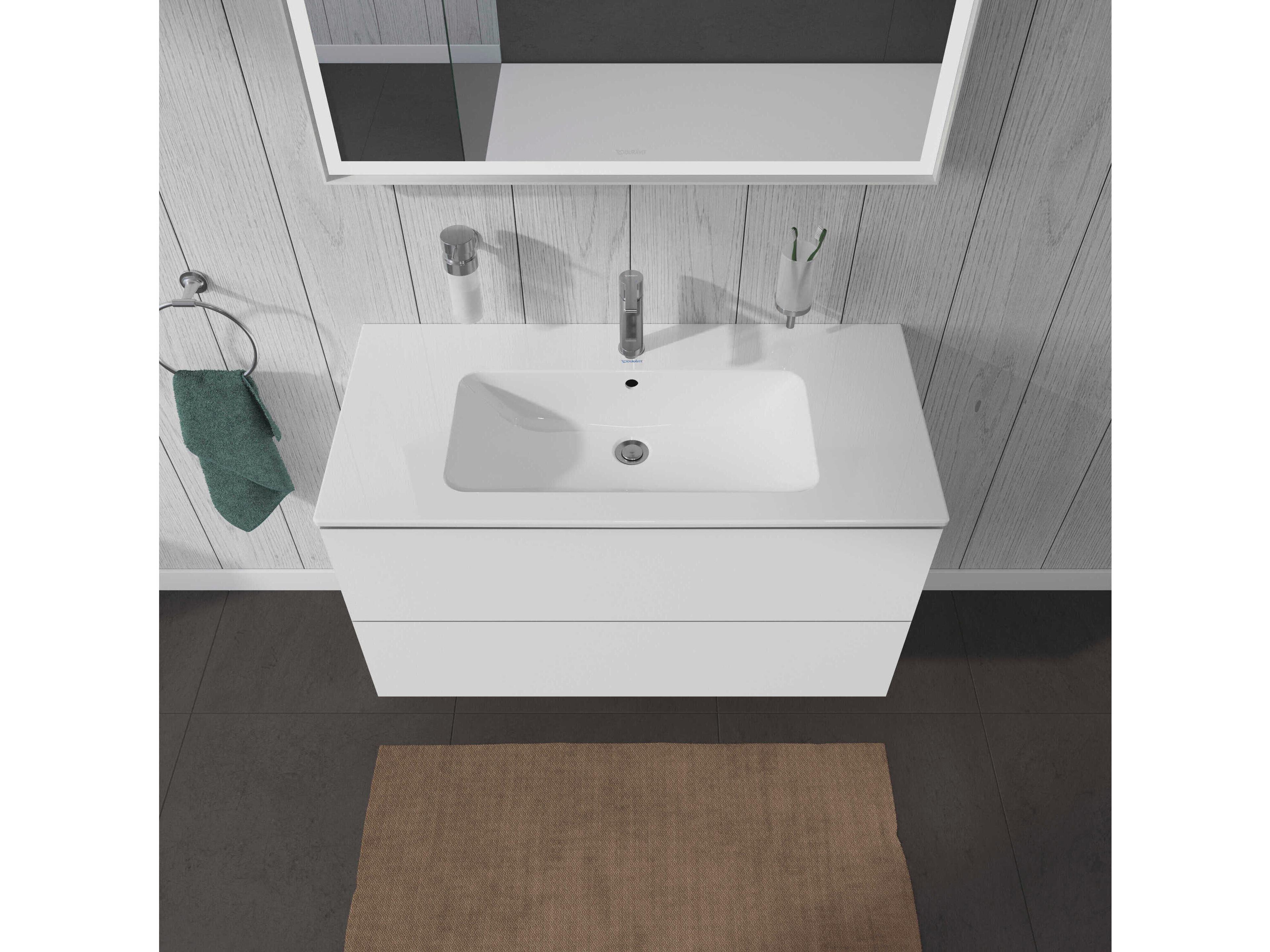 Duravit L-cube 40'' Two Drawer White High Gloss Wall-Mounted Vanity Unit