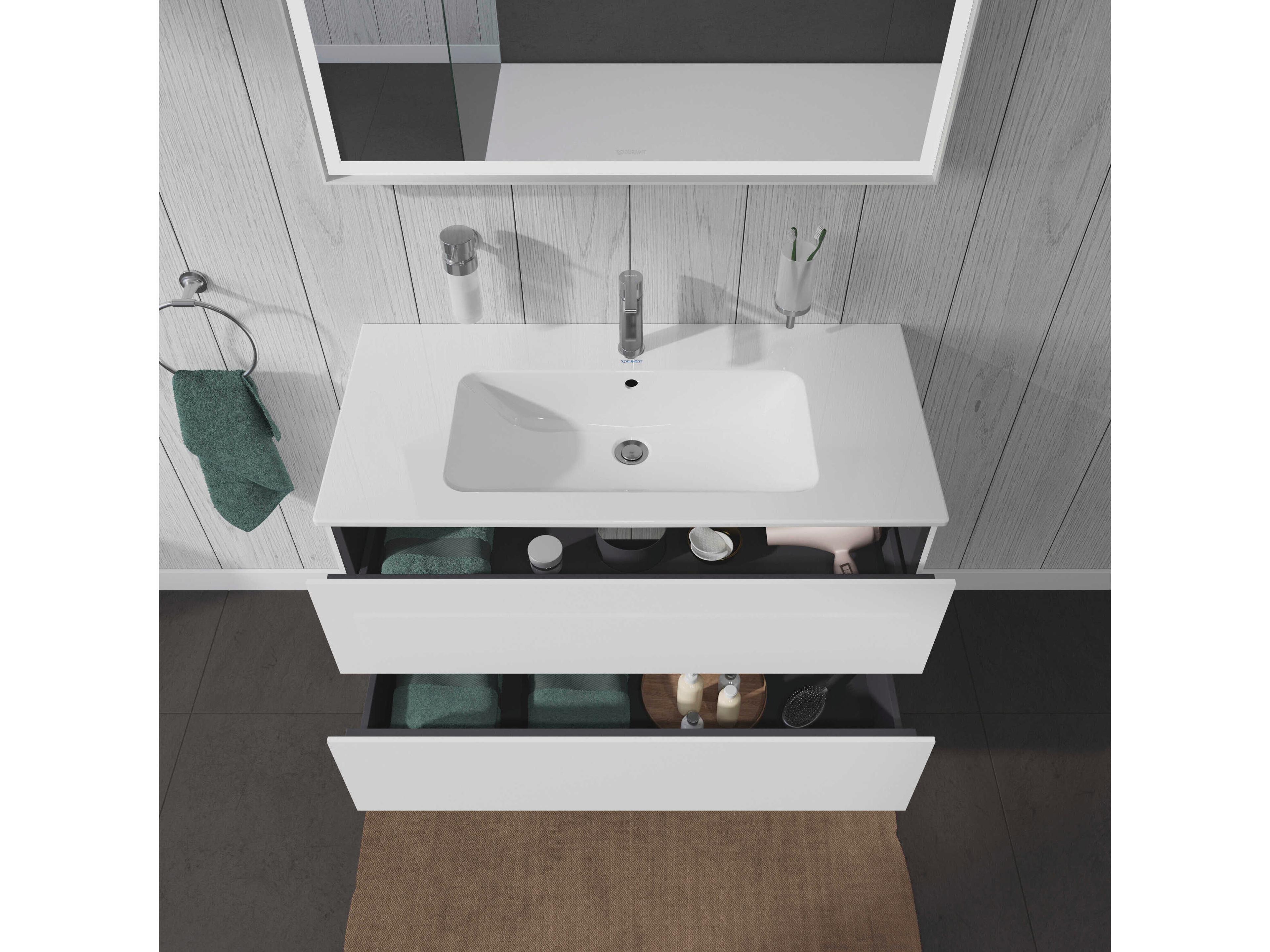 Duravit L-cube 40'' Two Drawer White High Gloss Wall-Mounted Vanity Unit