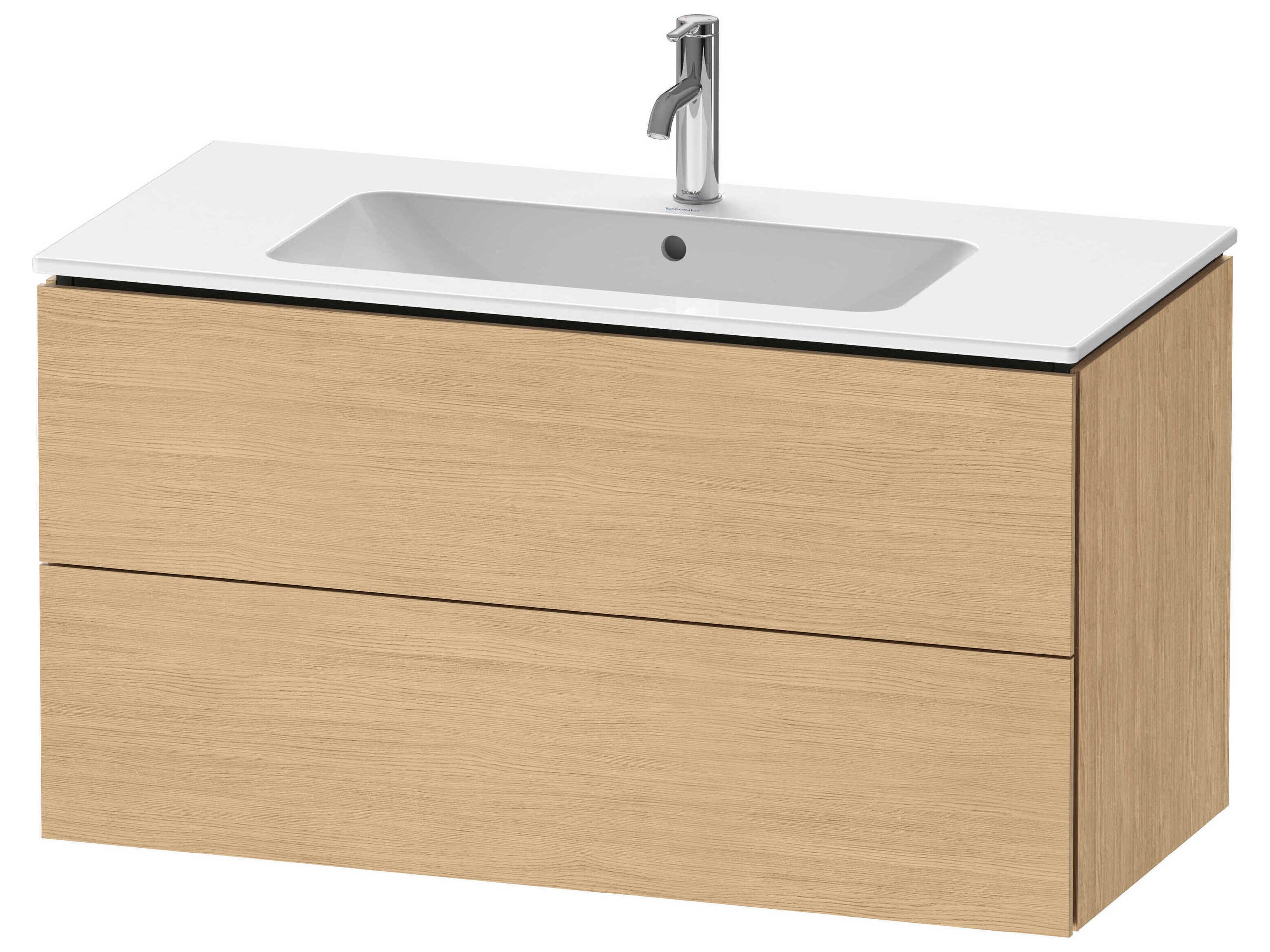 L-cube 40'' Two Drawer Natural Oak Matt Wall-Mounted Vanity Unit