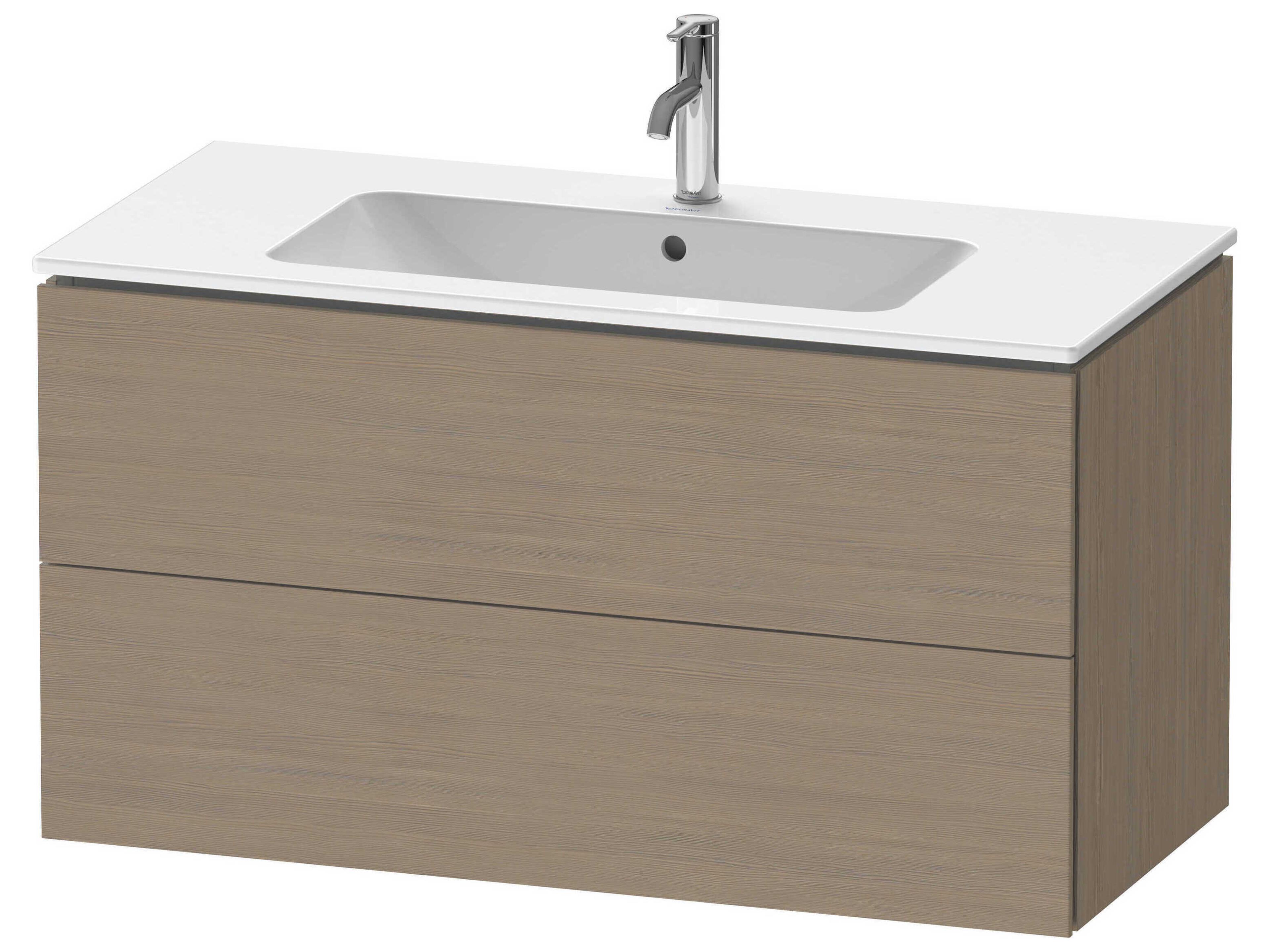 L-cube 40'' Two Drawer Oak Terra Matt Wall-Mounted Vanity Unit